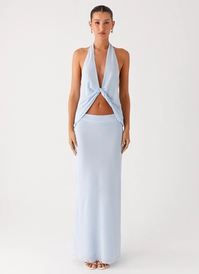 NonBindingWaistline Unisex style Michaella Chiffon Maxi Skirt - Blue