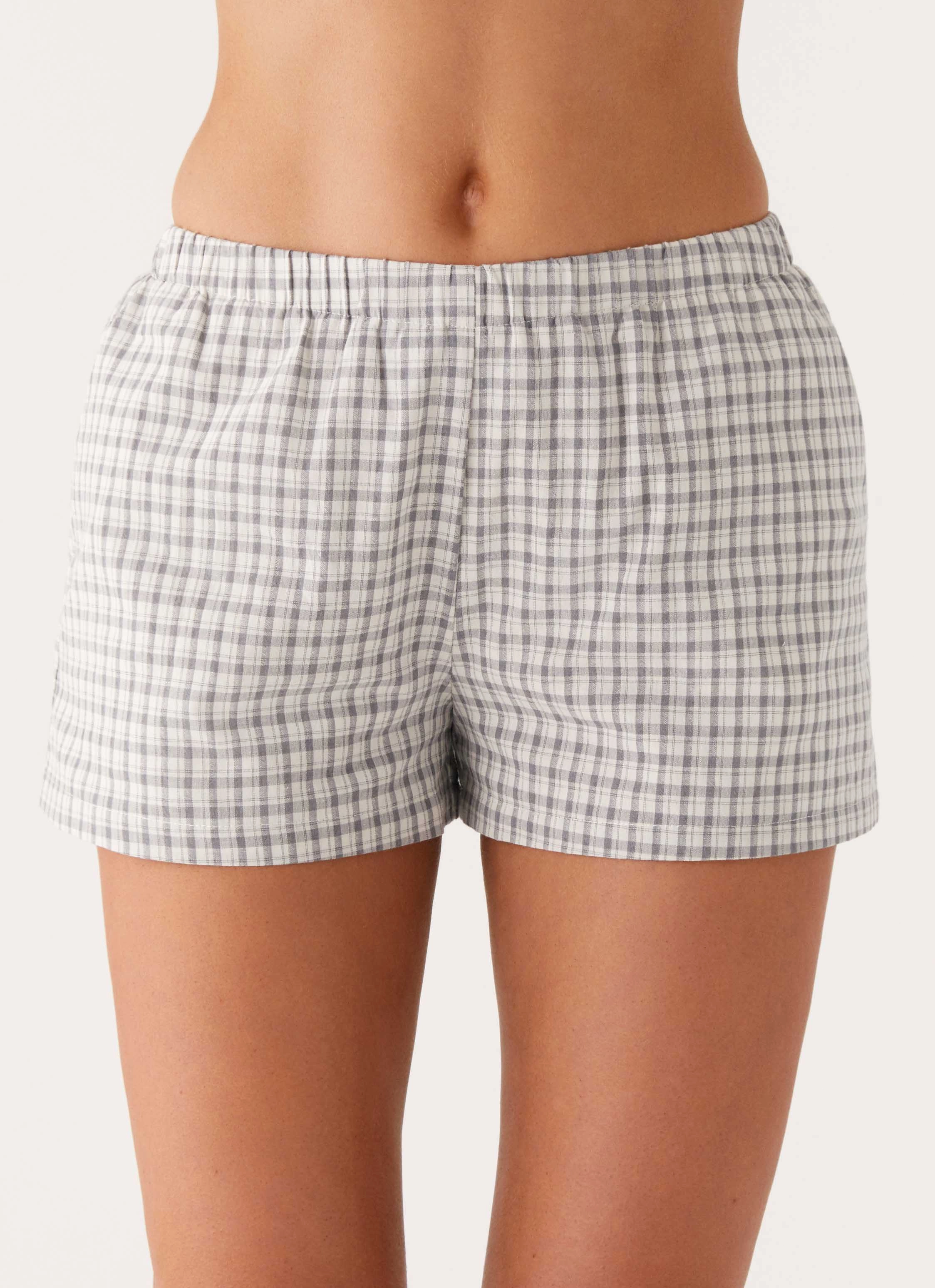 Adalina Shorts - Grey Check Soft Finish Free Movement