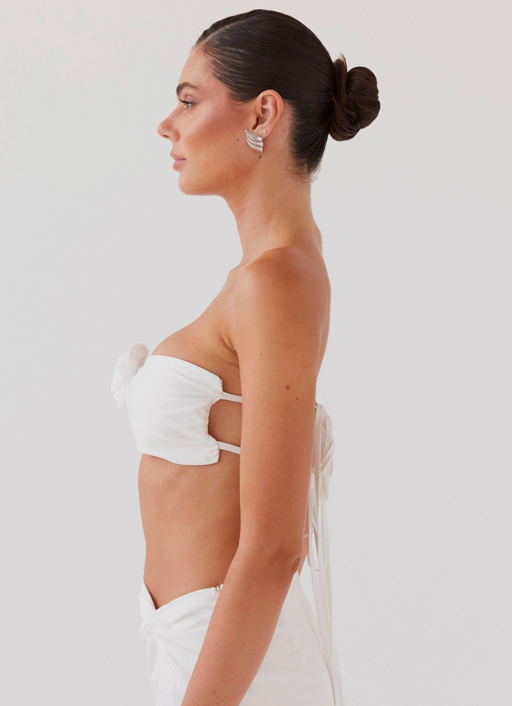 Crescent Light Rose Bandeau Top - Ivory Trendy Shirt Quick Dry Fabric