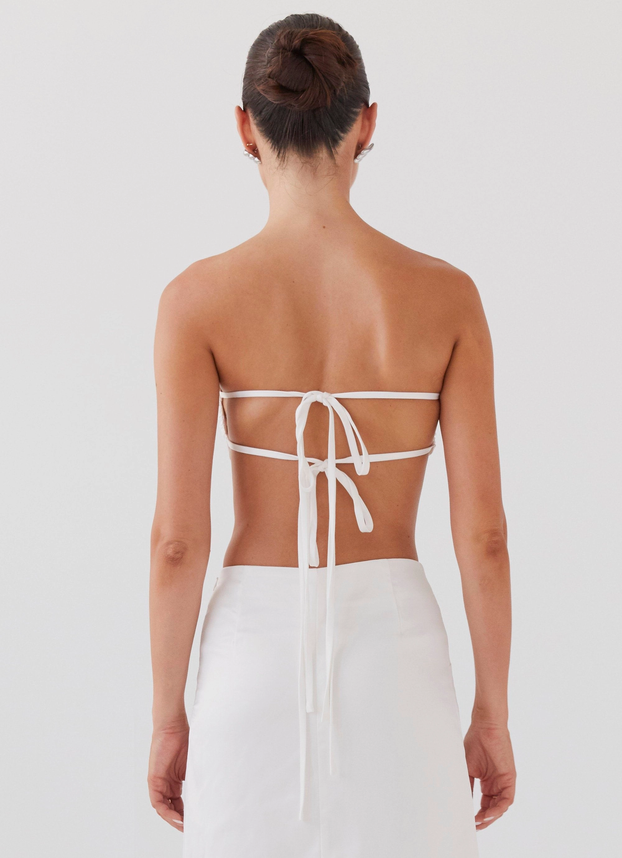 Crescent Light Rose Bandeau Top - Ivory Butter Soft Handfeel Lightweight pullover