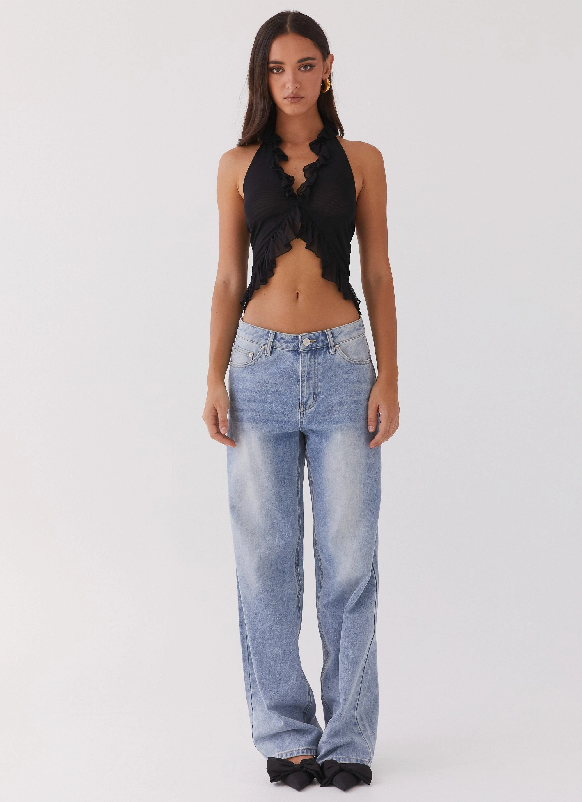 LowProfileZipperSystem Tanya Mesh Frill Top - Black