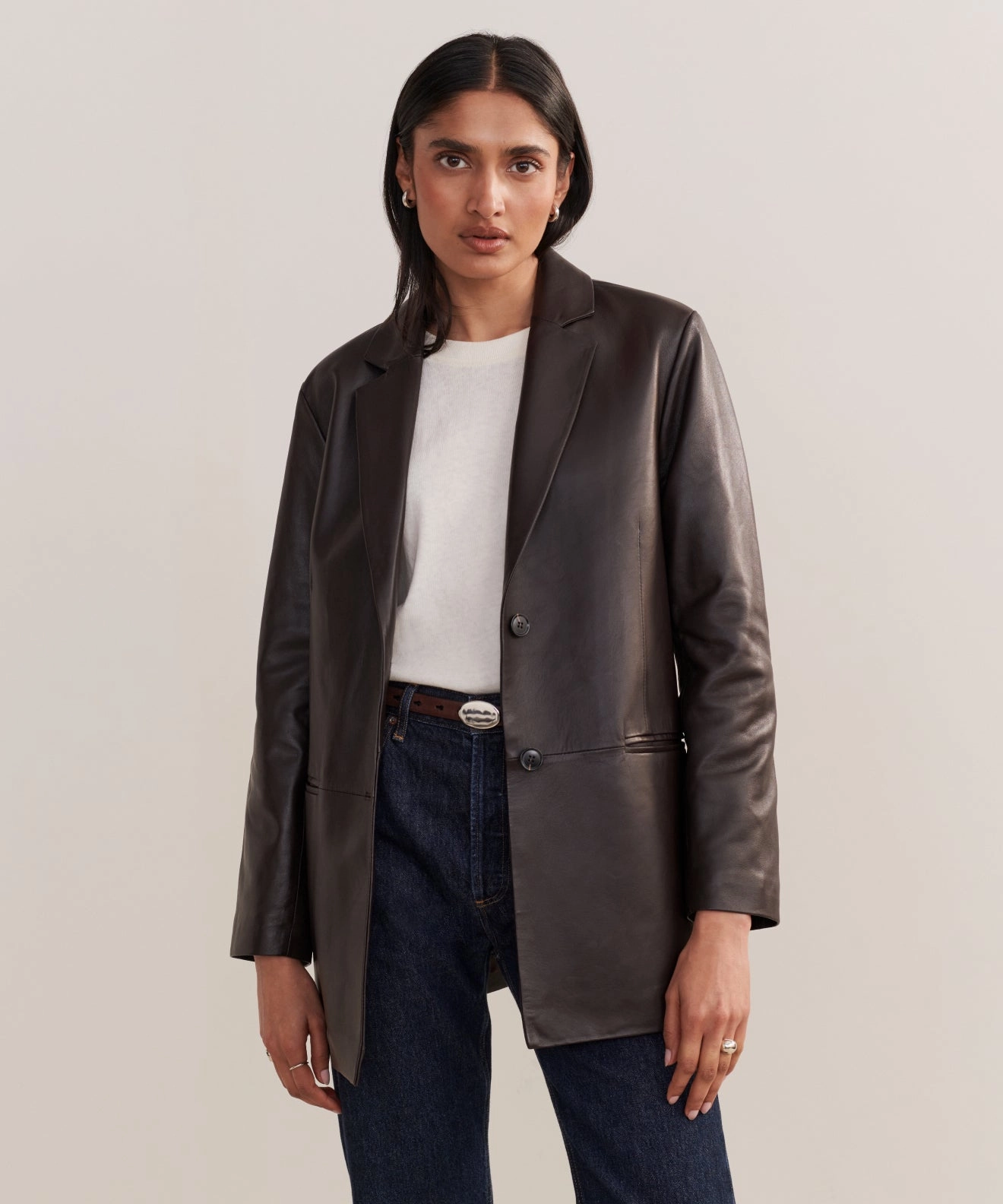 Leather Brooke Blazer Soft Texture Durable Outer Layer