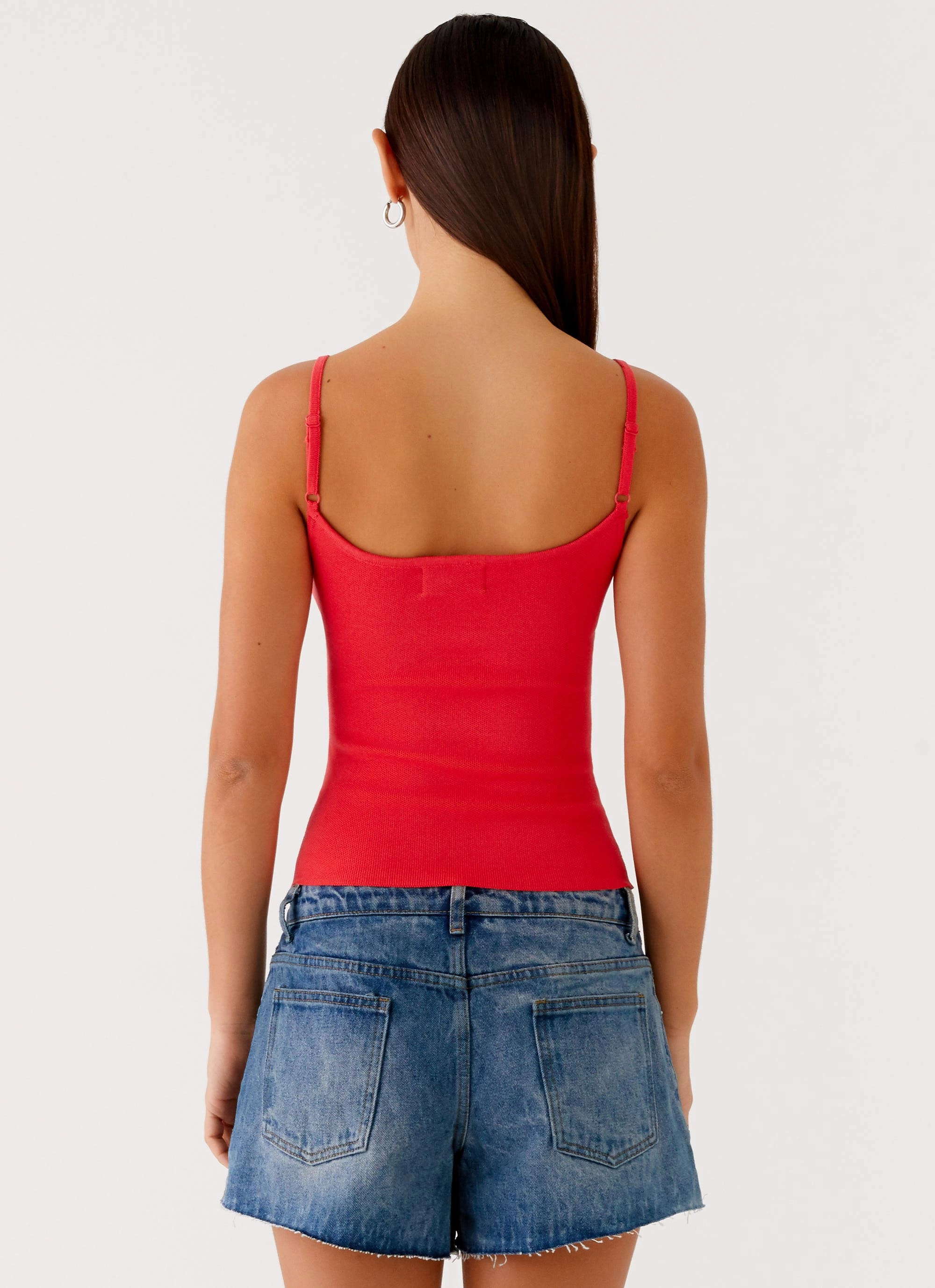 Ofira Knit Tank Top - Red Floral SweatWicking Fabric