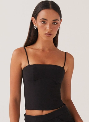 Ventilated Back Panels Eliana Crop Top - Black