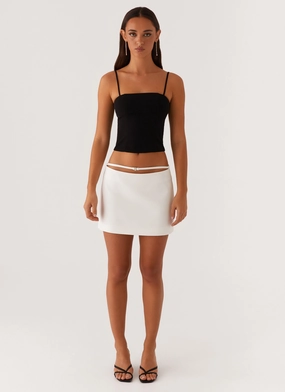 Concrete Jungle Mini Skirt - Off White Stretchable Comfort Casual Active Wear