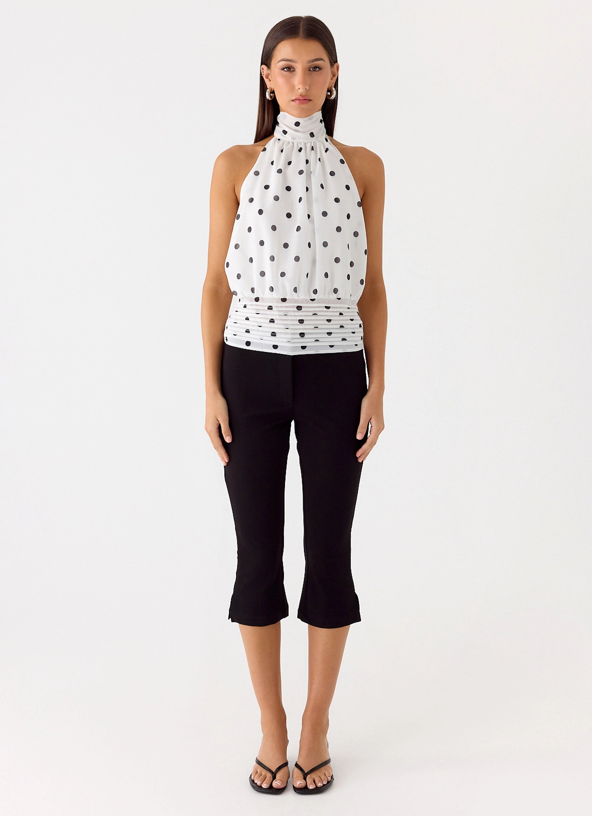 Willow Chiffon Top - White Polkadot AntiStaticLining Zero Waste Cut Pattern