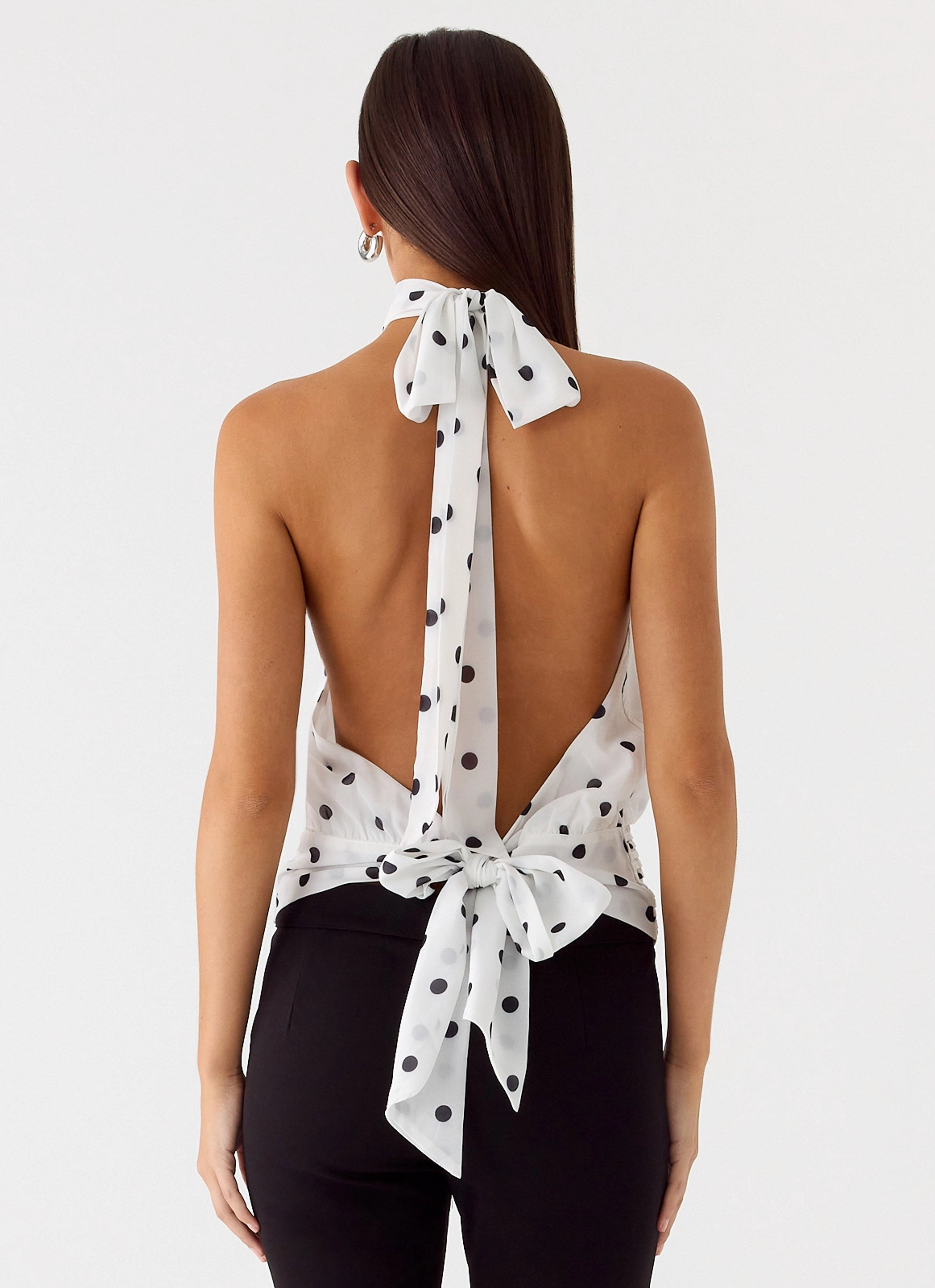 CompressionFit HeavyweightThermal Willow Chiffon Top - White Polkadot