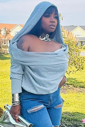 Nadia Off-Shoulder Hooded Luxe Top AntiPillingFinish