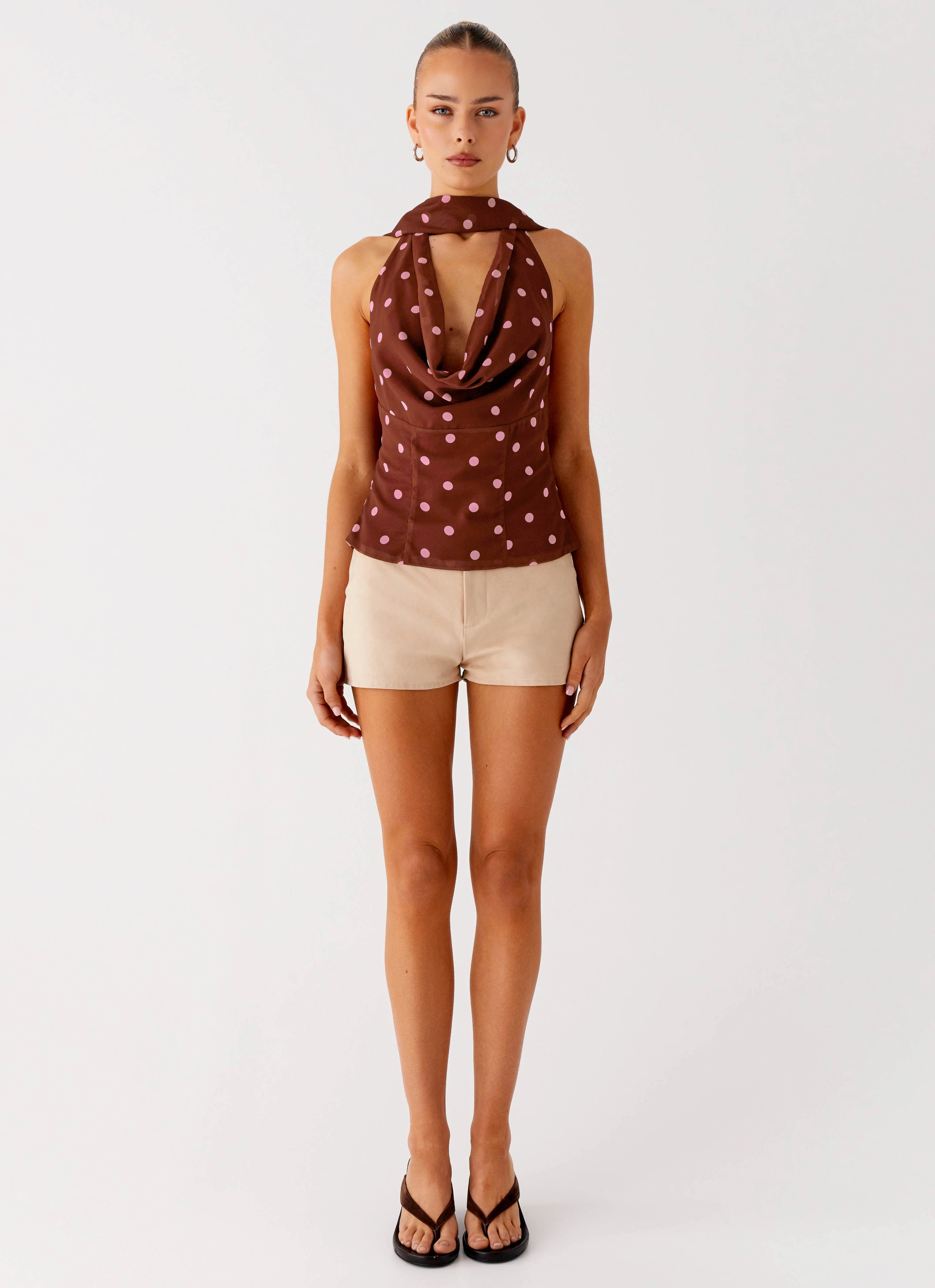 Stealing Love Scarf Top - Chocolate Strawberry Dot Durable Reinforced Elbow Patches SoftBrushed
