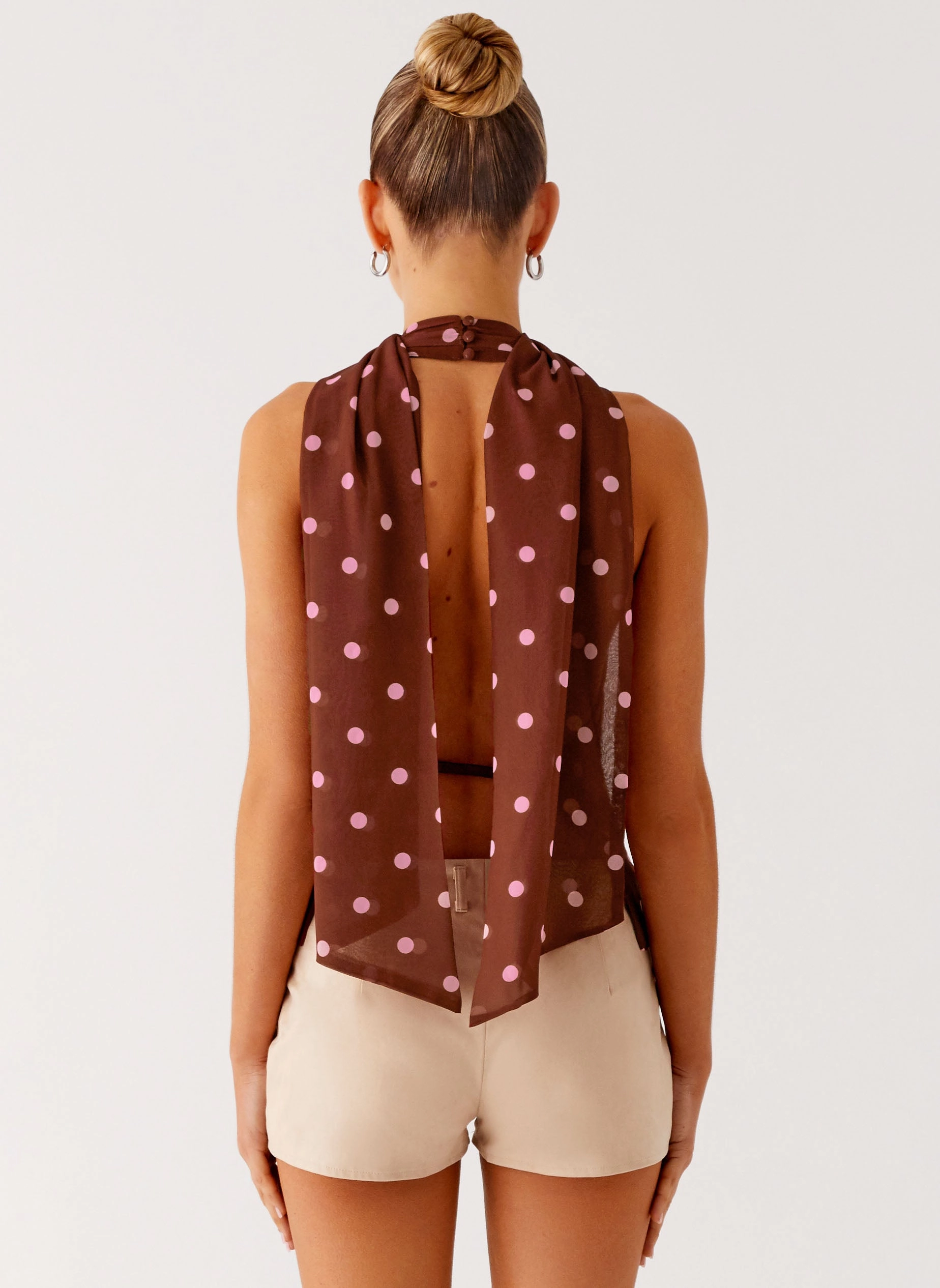 Stealing Love Scarf Top - Chocolate Strawberry Dot Butter Soft Handfeel