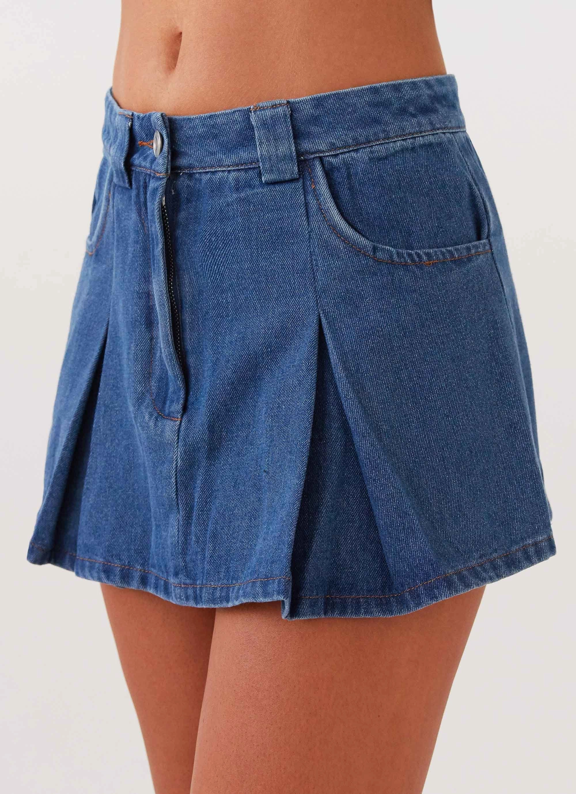 Ashlyn Denim Mini Skirt - Indigo Smart Utility Pull-on style