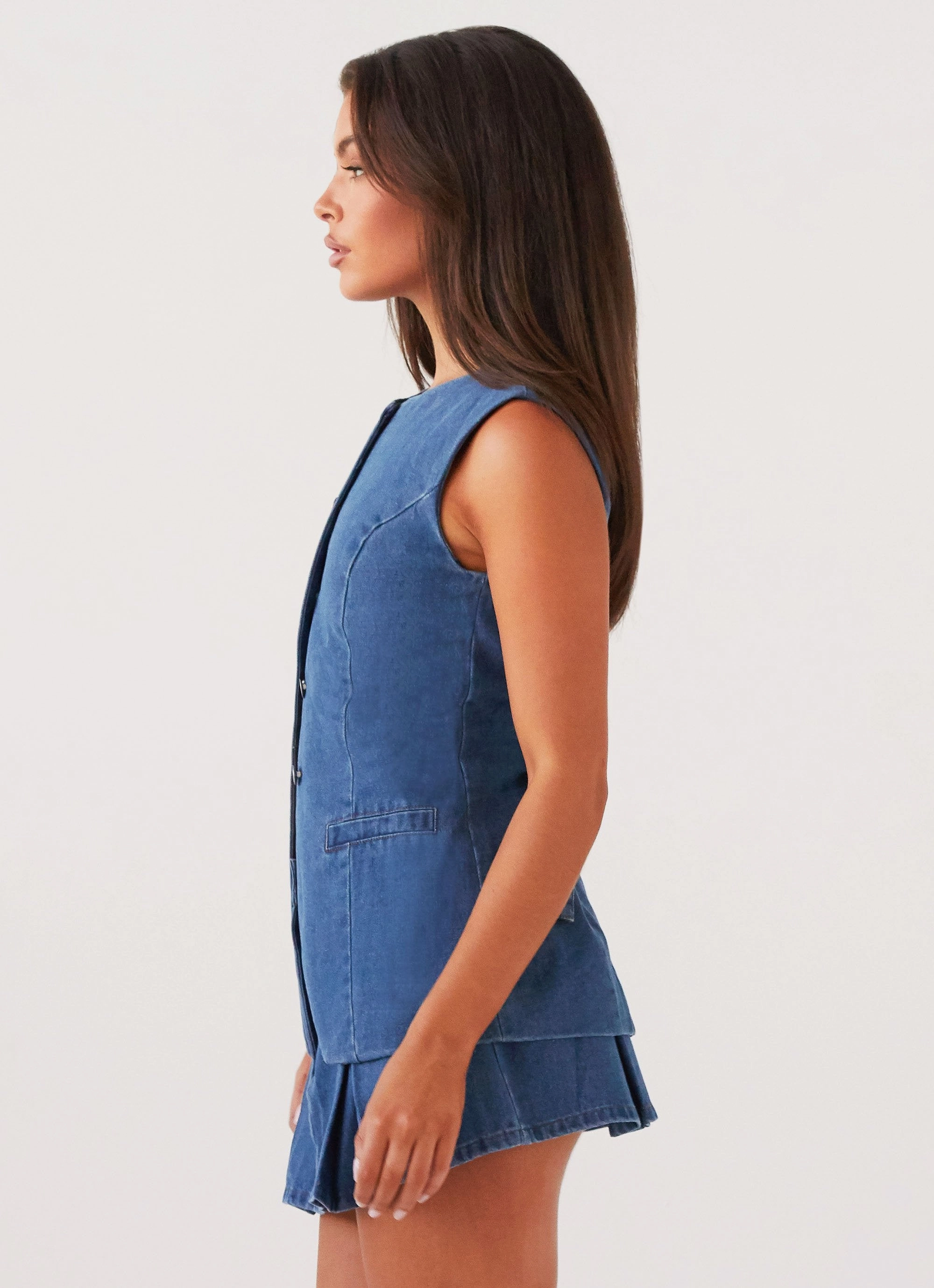 NonRestrictiveCut Ashlyn Denim Mini Skirt - Indigo