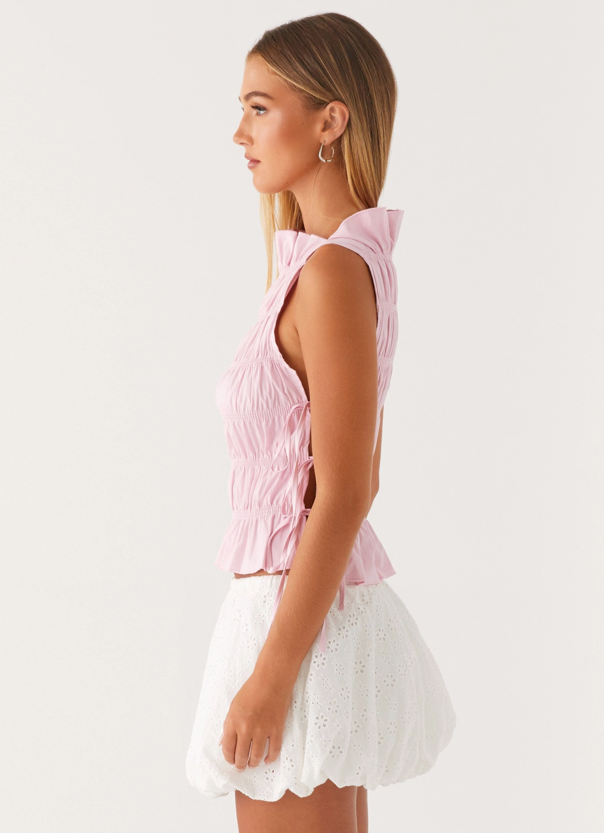 Abrasion Resistant Surface Alysa Shirred Top - Pink