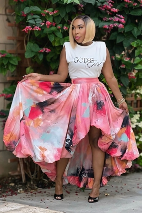 Eco Friendly Dye Minimalist Cuff Esther God??s Girl High-Low Watercolor Skirt