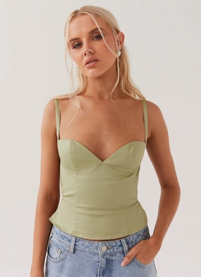 Adjustable Shoulder Straps Quick Access Slit Naomi Backless Top - Sage