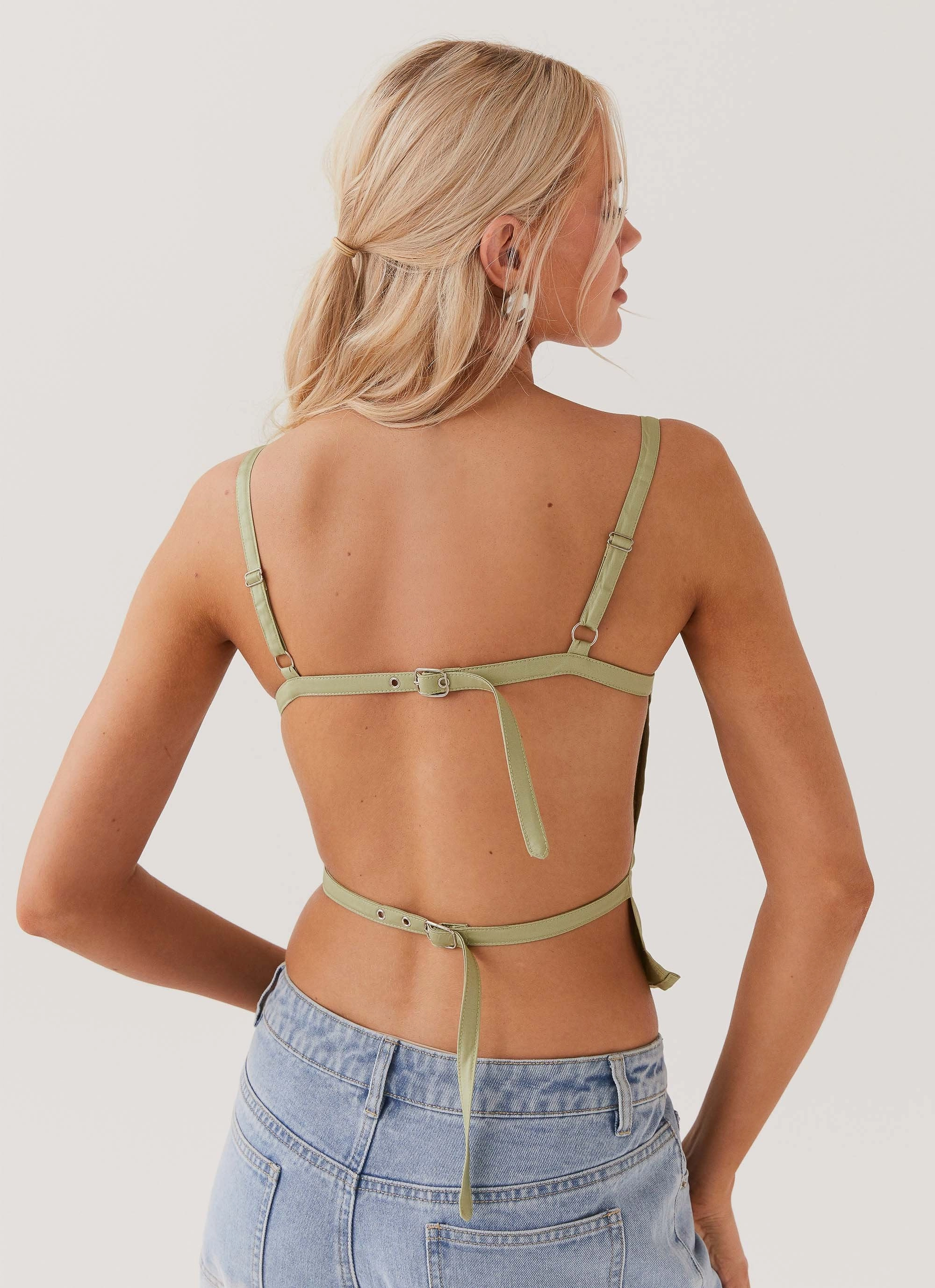 Naomi Backless Top - Sage Comfortable fit