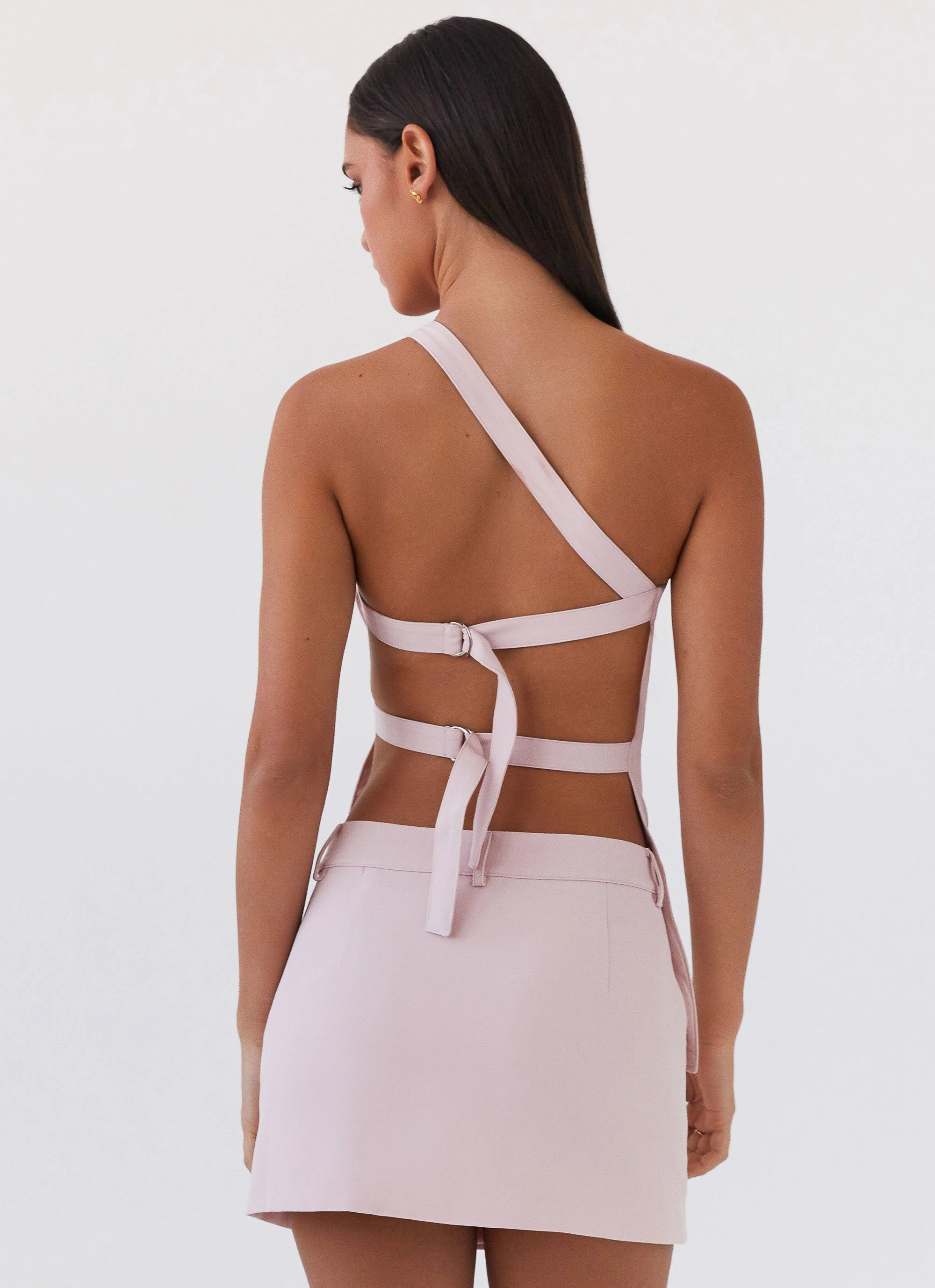 Shrinkage Prevention Treatment Slim Fit Design Zeina One Shoulder Top - Pink