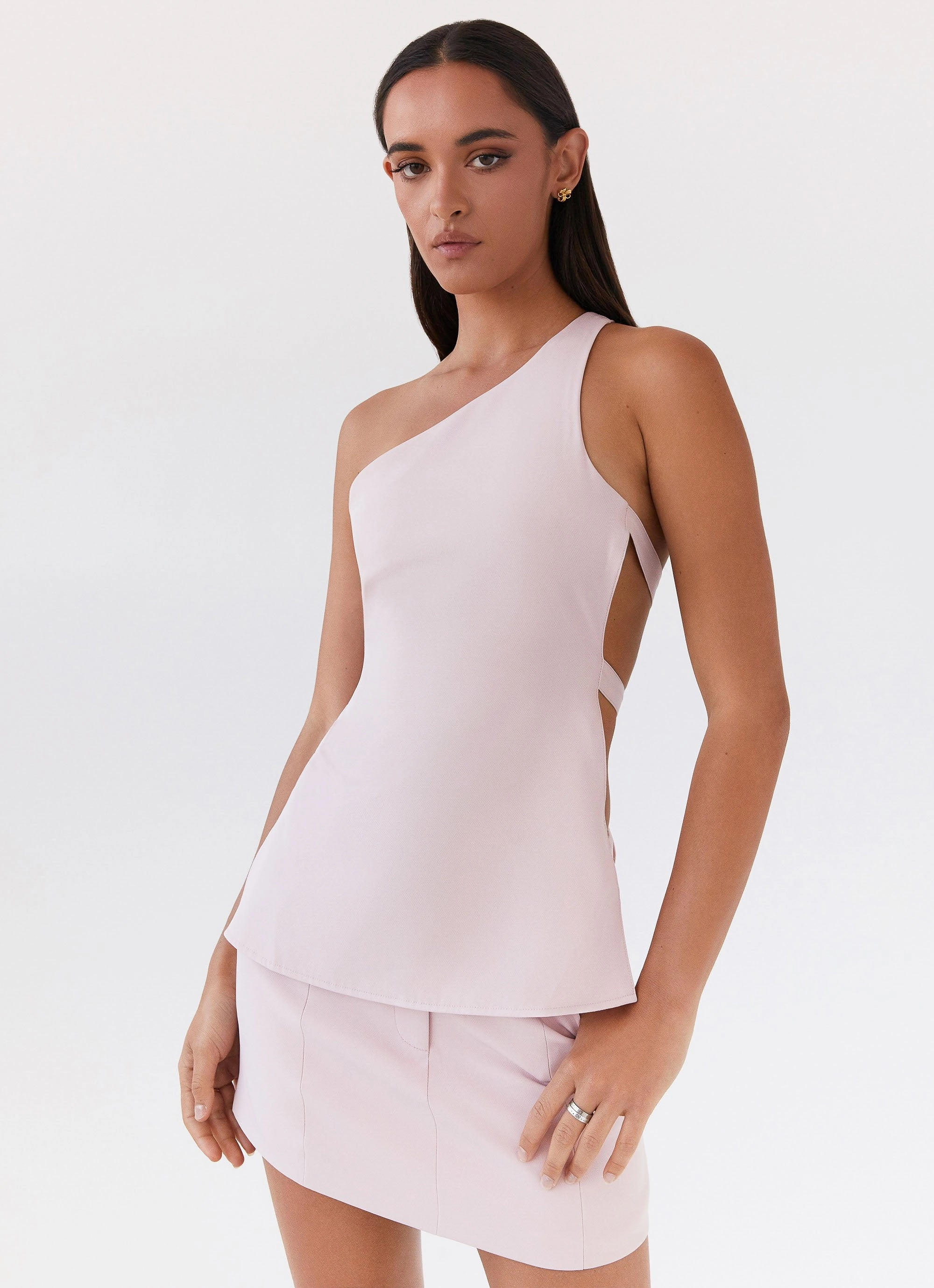 Zeina One Shoulder Top - Pink Biodegradable Fiber Composition EcoFriendlyMaterial