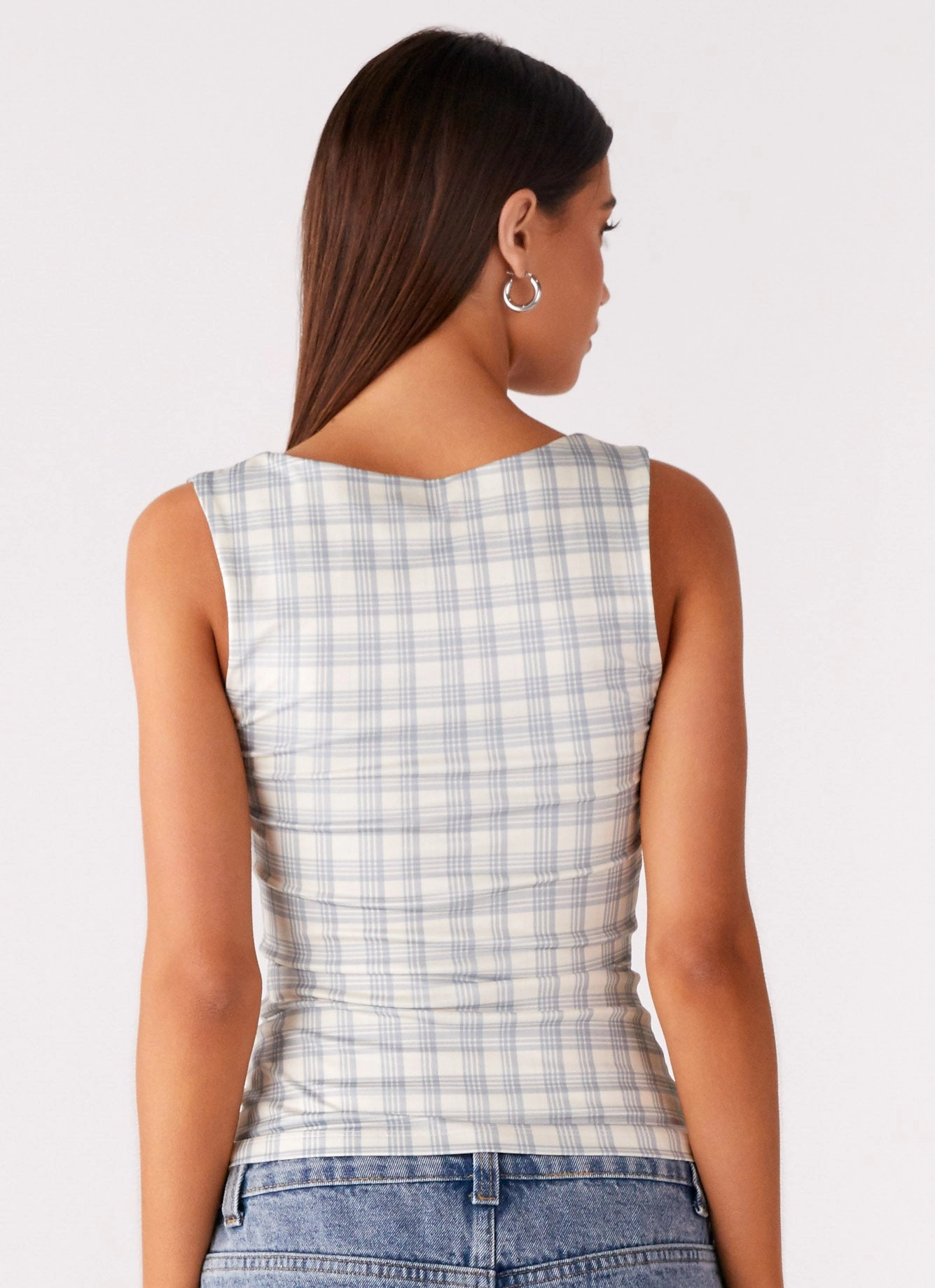 OrganicCottonBlend EcoDyeProcess No Drama Strap Top - Grey Check