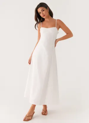 Casual Layers Tonal-Stitching Noosa Midi Dress - White
