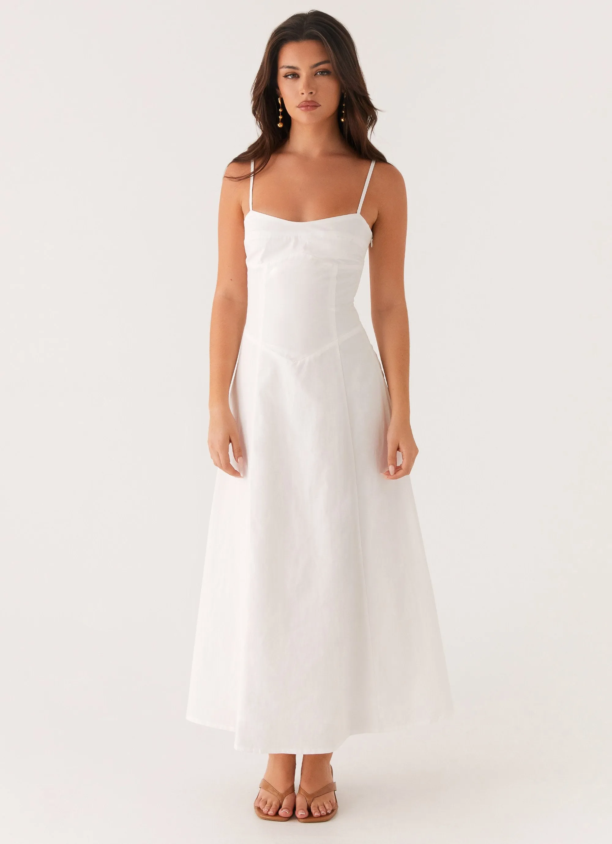 Trend Smart Luxury-Fabric Noosa Midi Dress - White