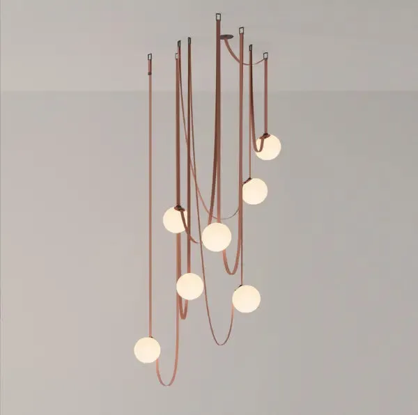 Nordic modern minimalist duplex building lotf stairwell wabi-sabi style designer villa belt living room dining room chandelier