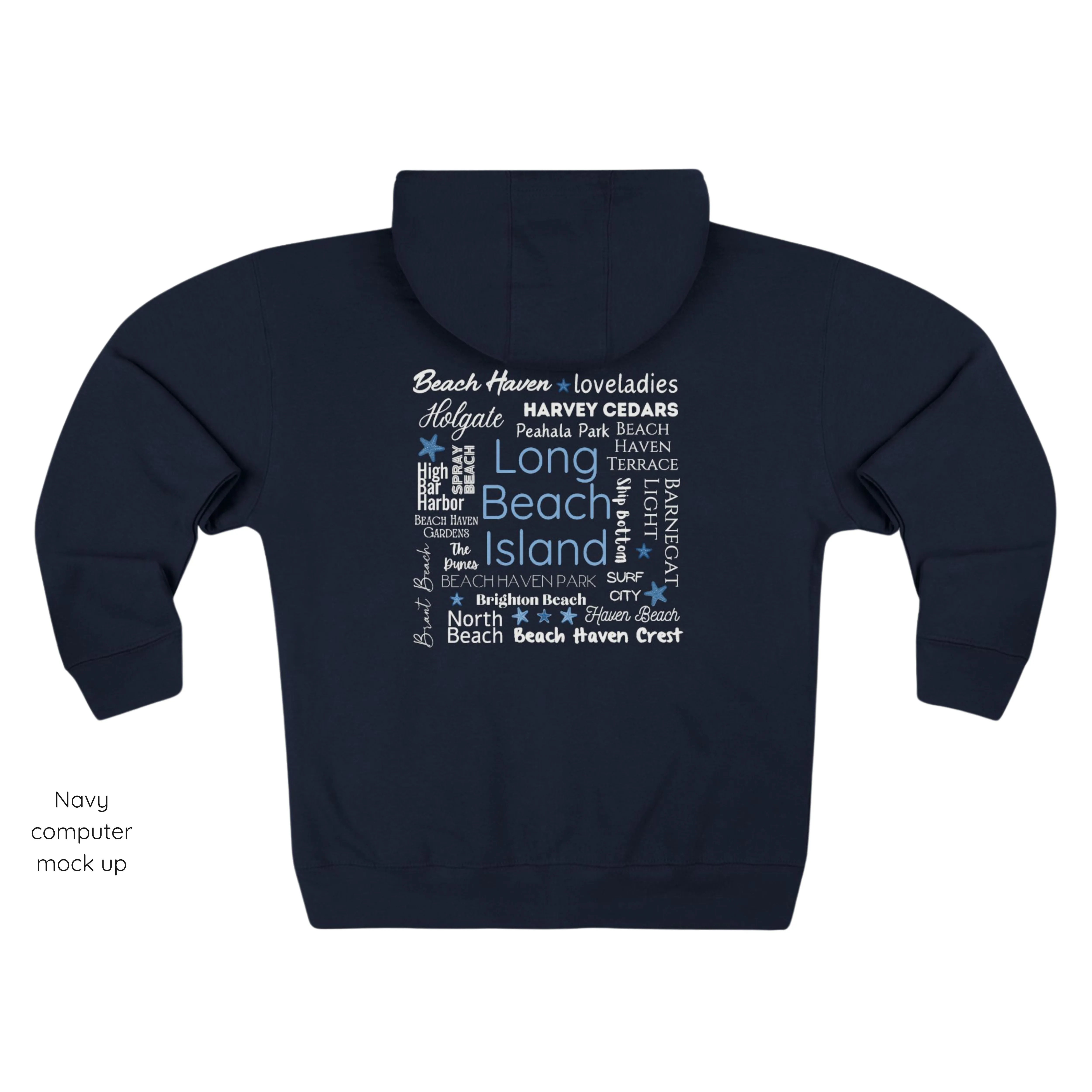 North to South Full Zip Hoodie, Long Beach Island
