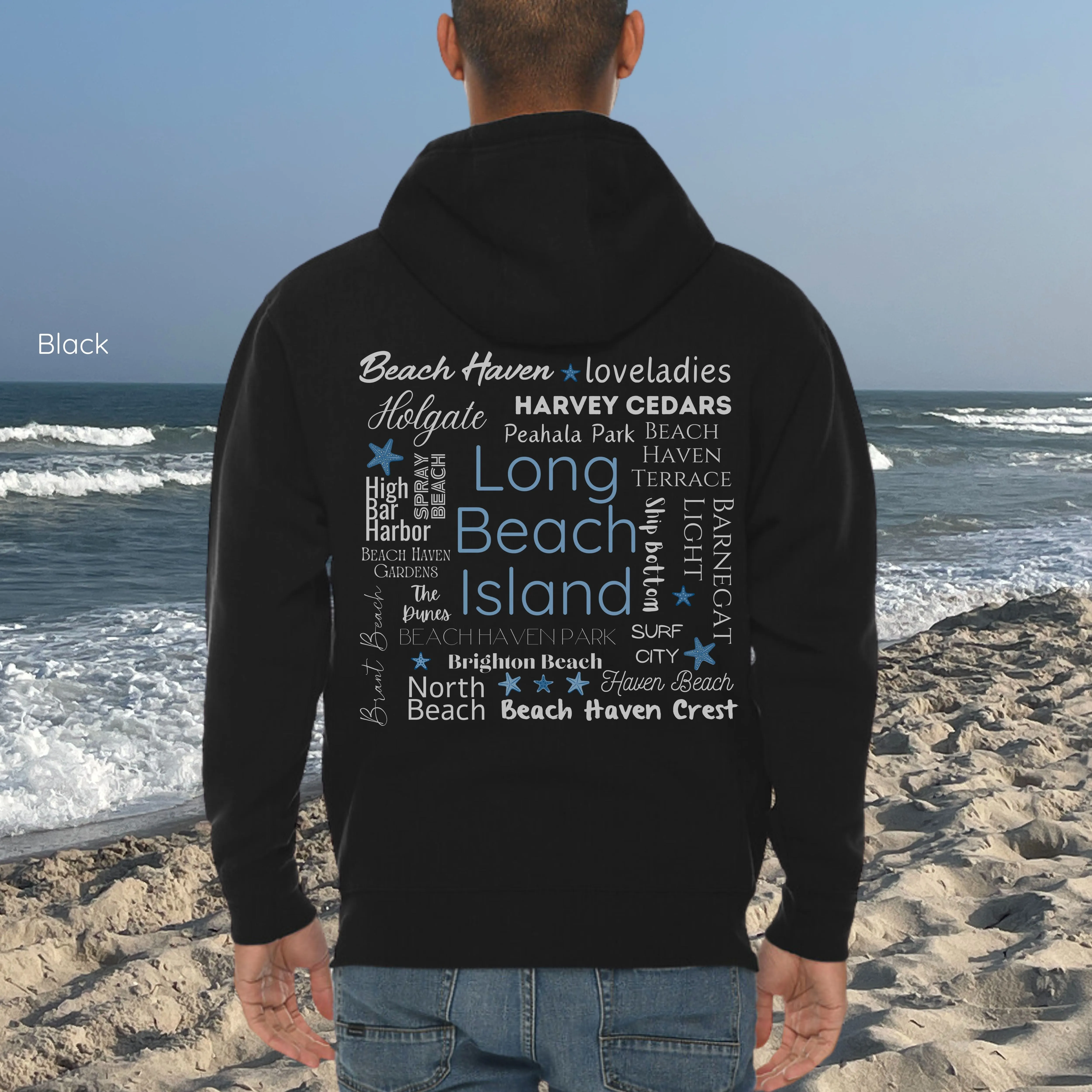 North to South Full Zip Hoodie, Long Beach Island
