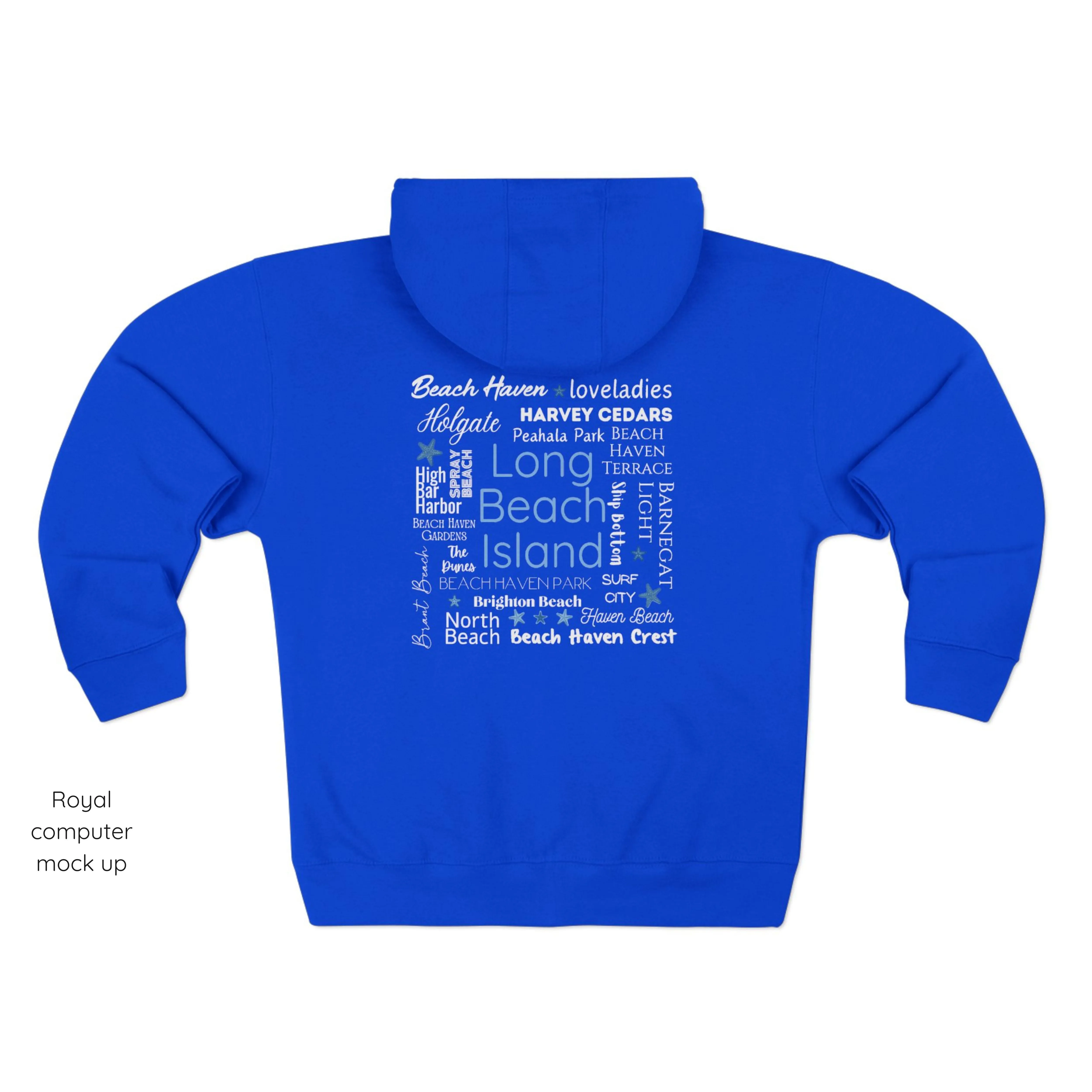North to South Full Zip Hoodie, Long Beach Island