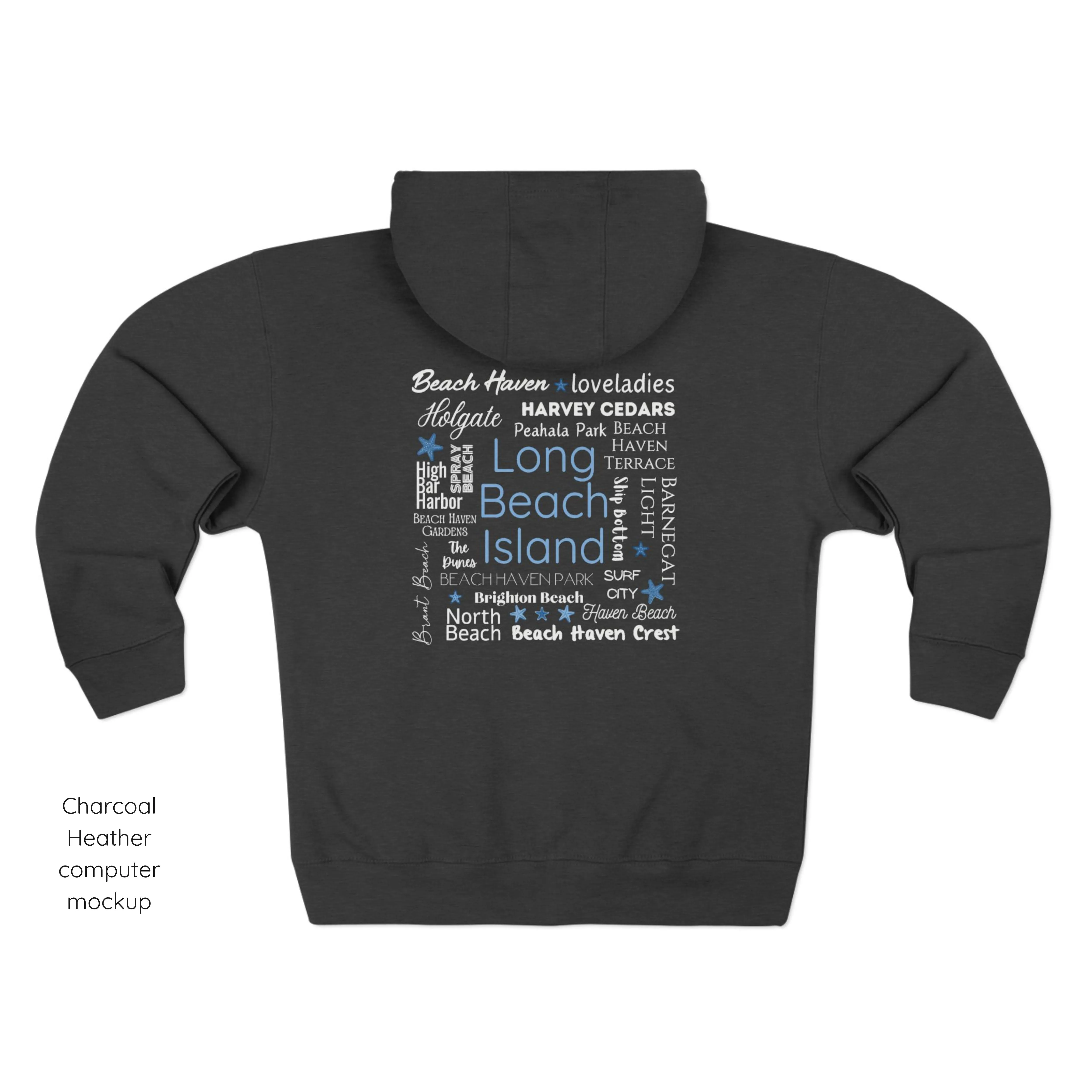 North to South Full Zip Hoodie, Long Beach Island