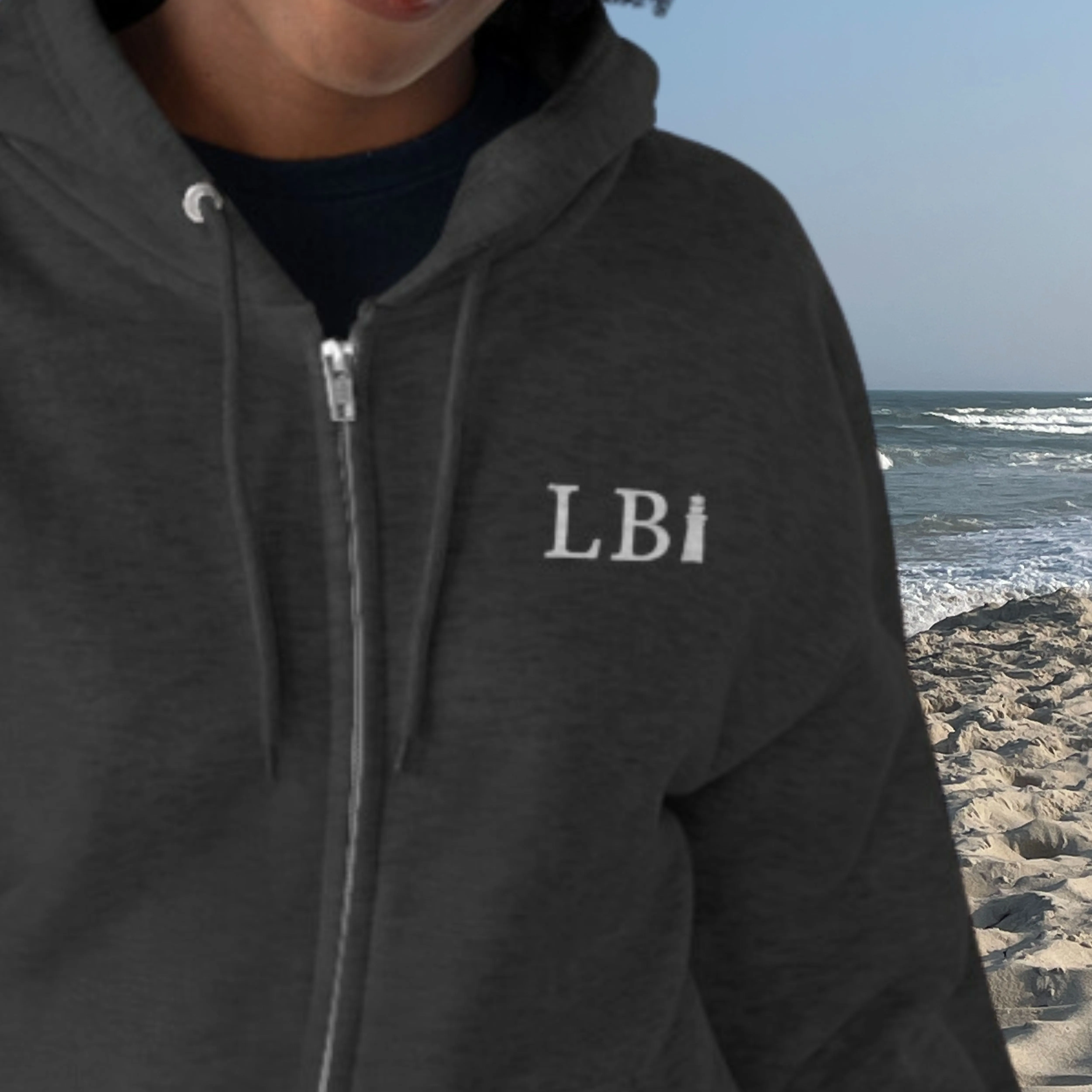 North to South Full Zip Hoodie, Long Beach Island