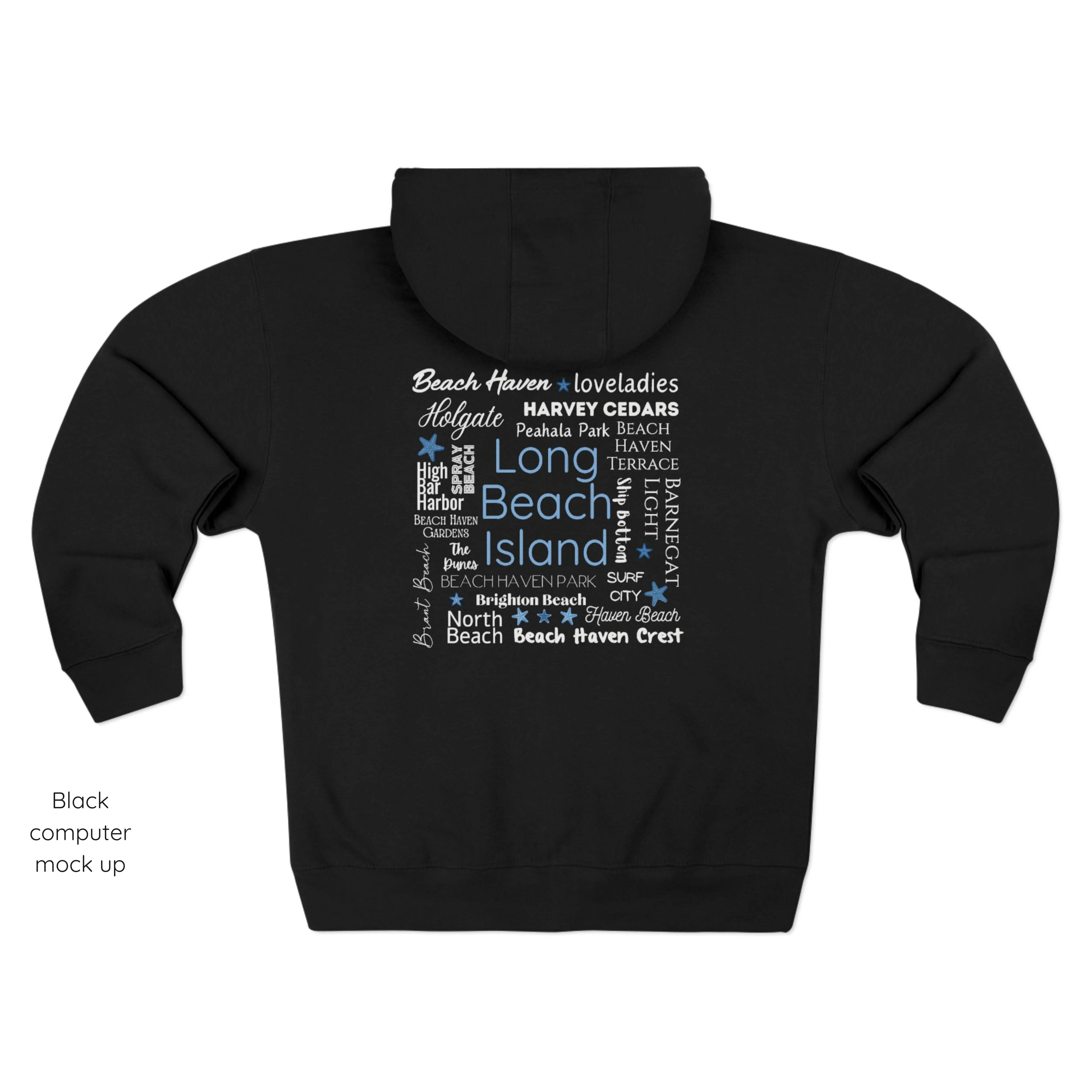 North to South Full Zip Hoodie, Long Beach Island