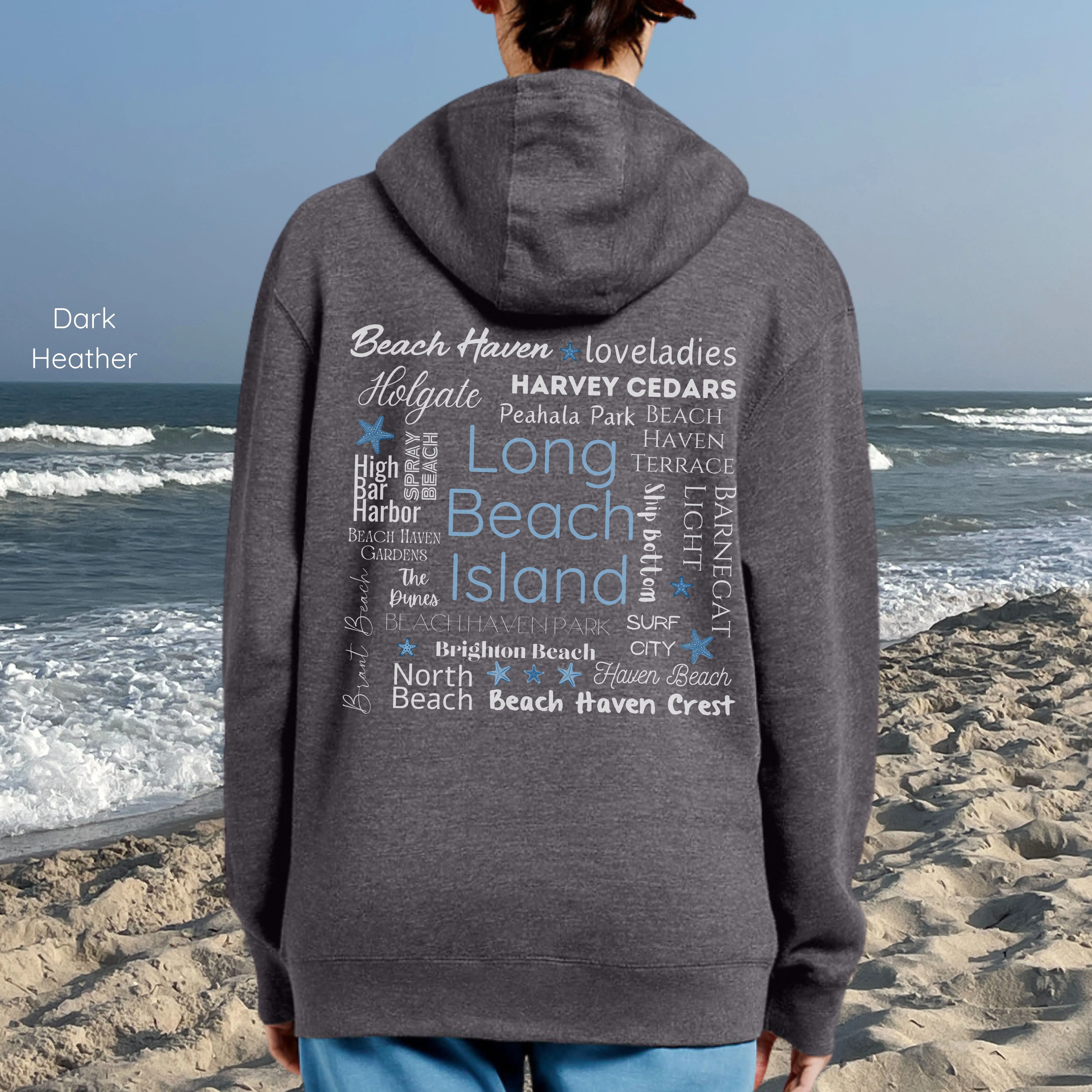 North to South Full Zip Hoodie, Long Beach Island
