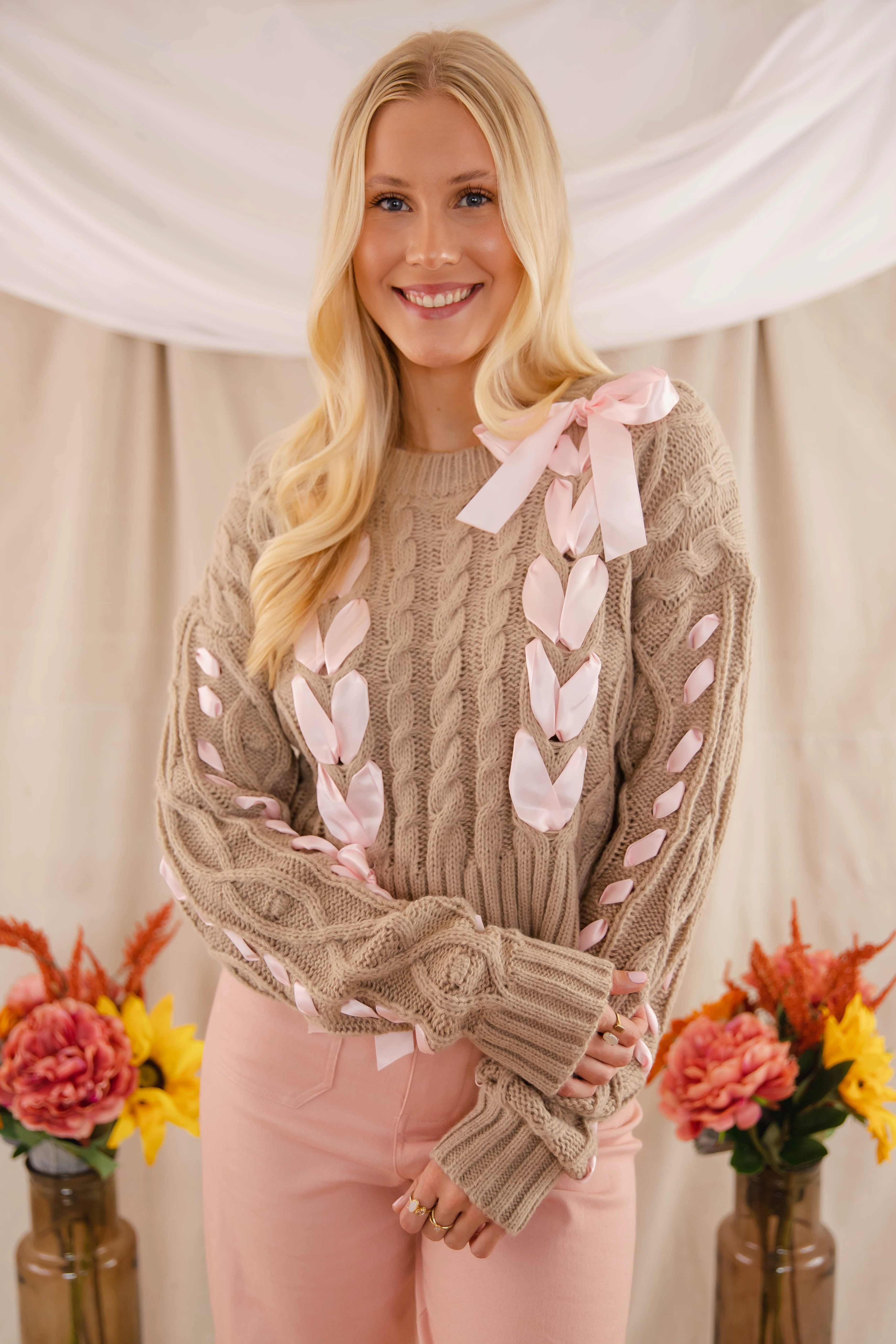 BreathableBack Organic Cotton Blend Notice The Little Things Ribbon Sweater