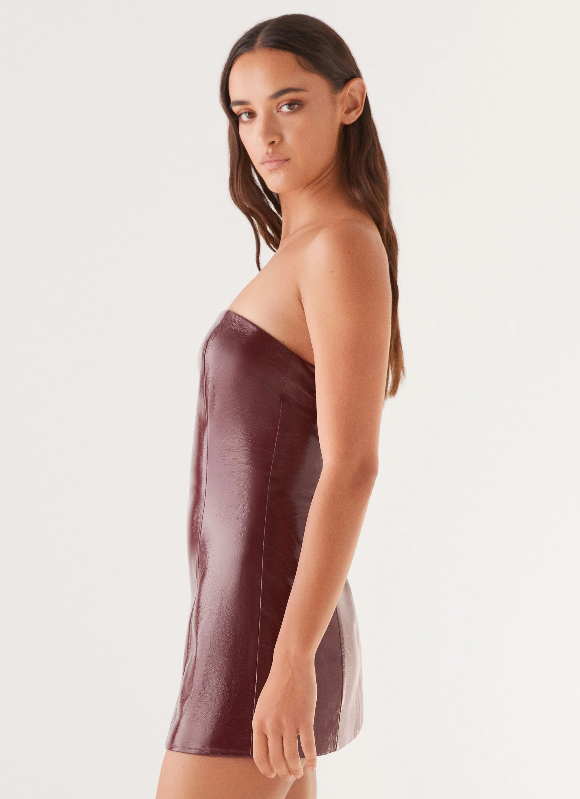 Big Shot Strapless Mini Dress - Merlot Natural Style Glam Feel