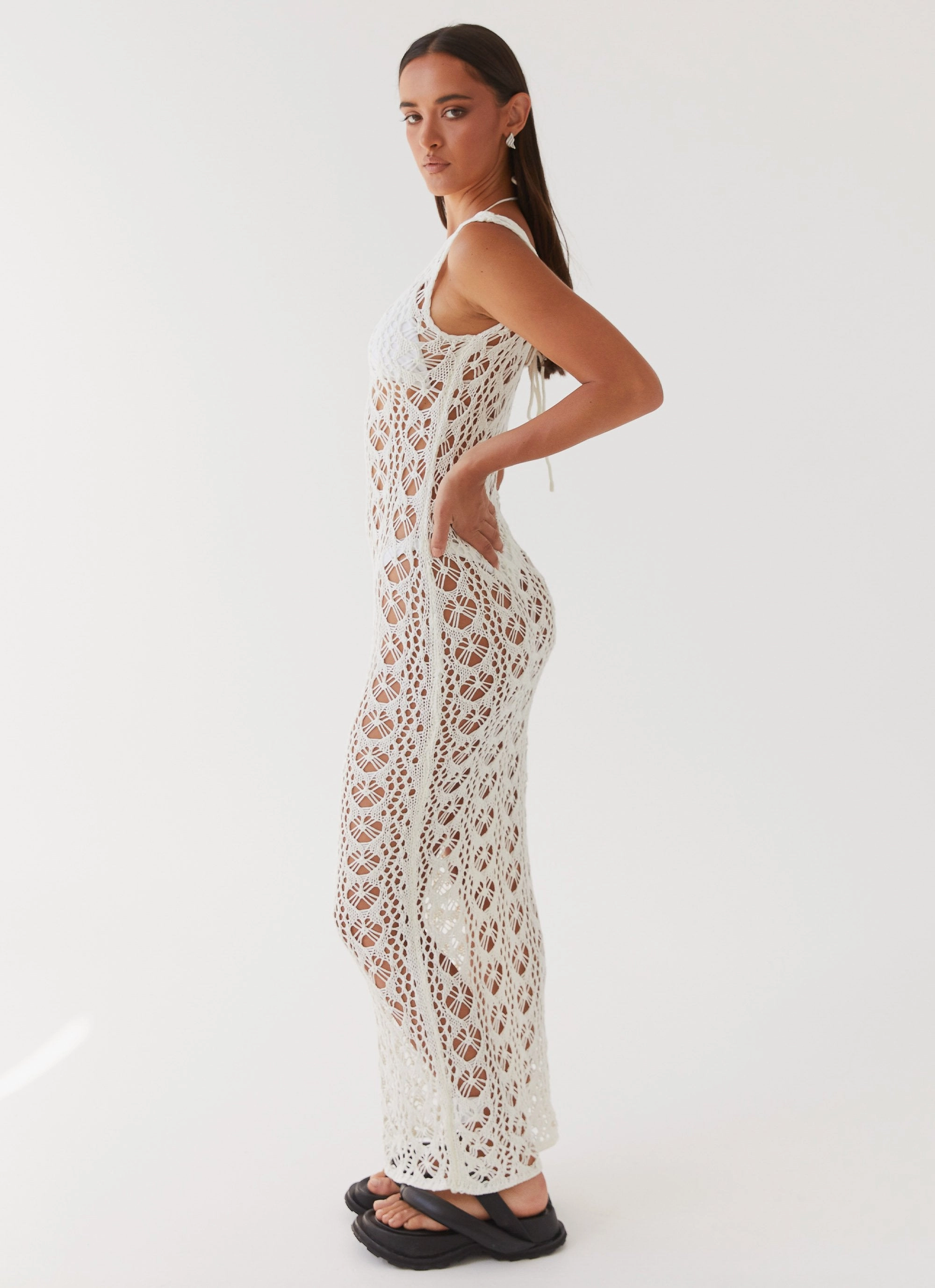 Tarlisa Crochet Maxi Dress - Cream Sophisticated Design