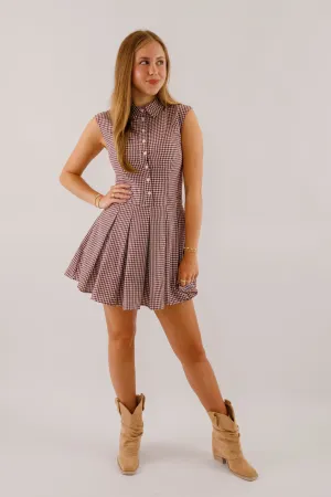 Air Touch Garden Fresh Not In My Nature Dress-Maroon Gingham