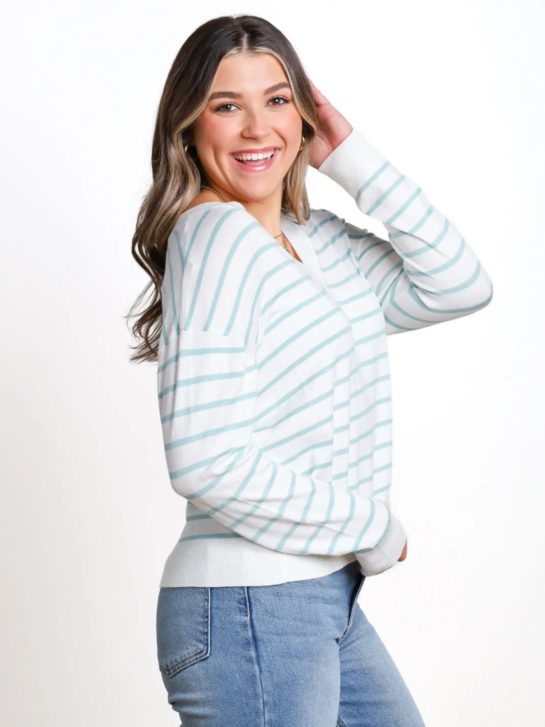 Not So Simple V-Neck Stripe Sweater