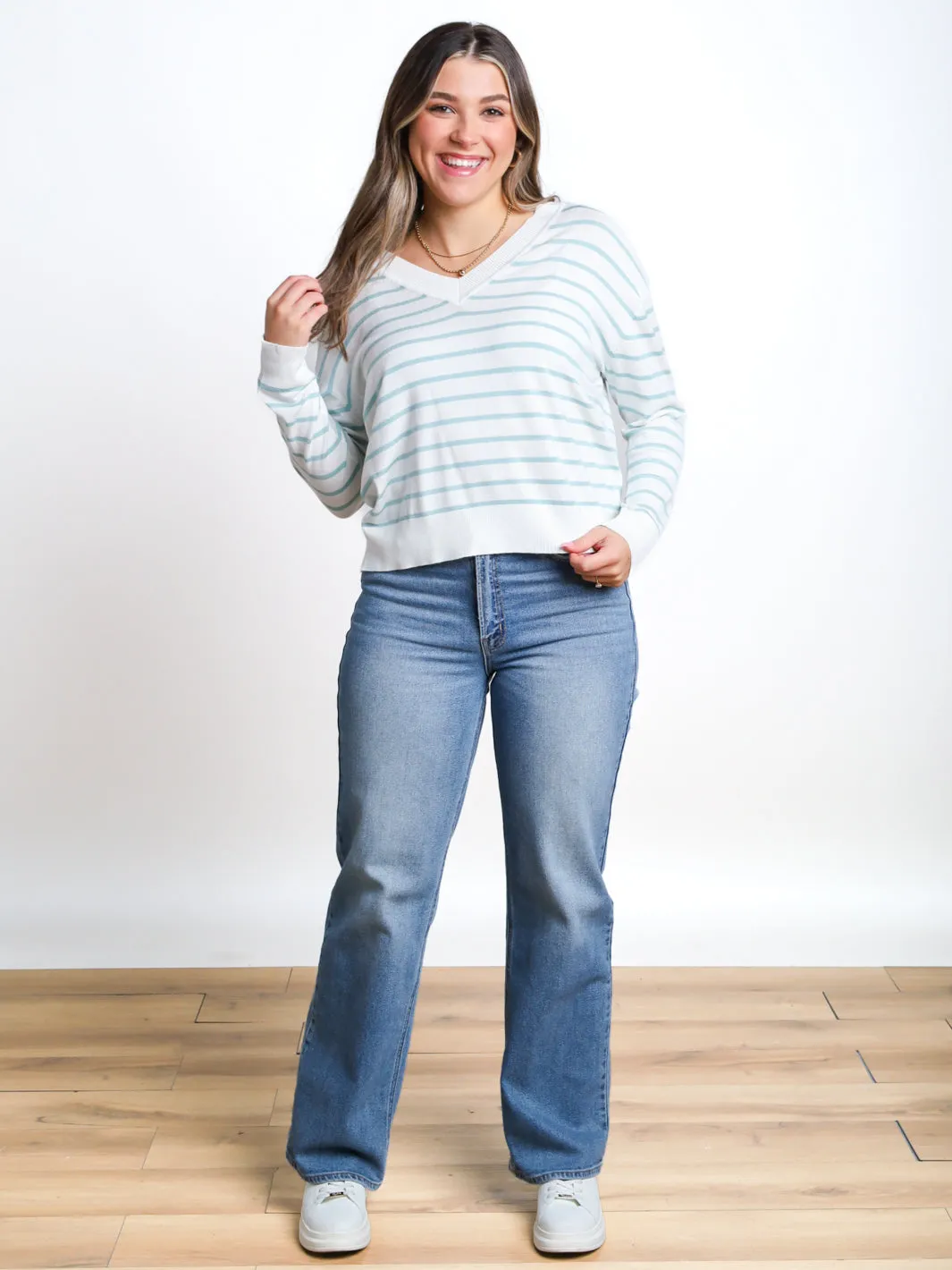 Not So Simple V-Neck Stripe Sweater