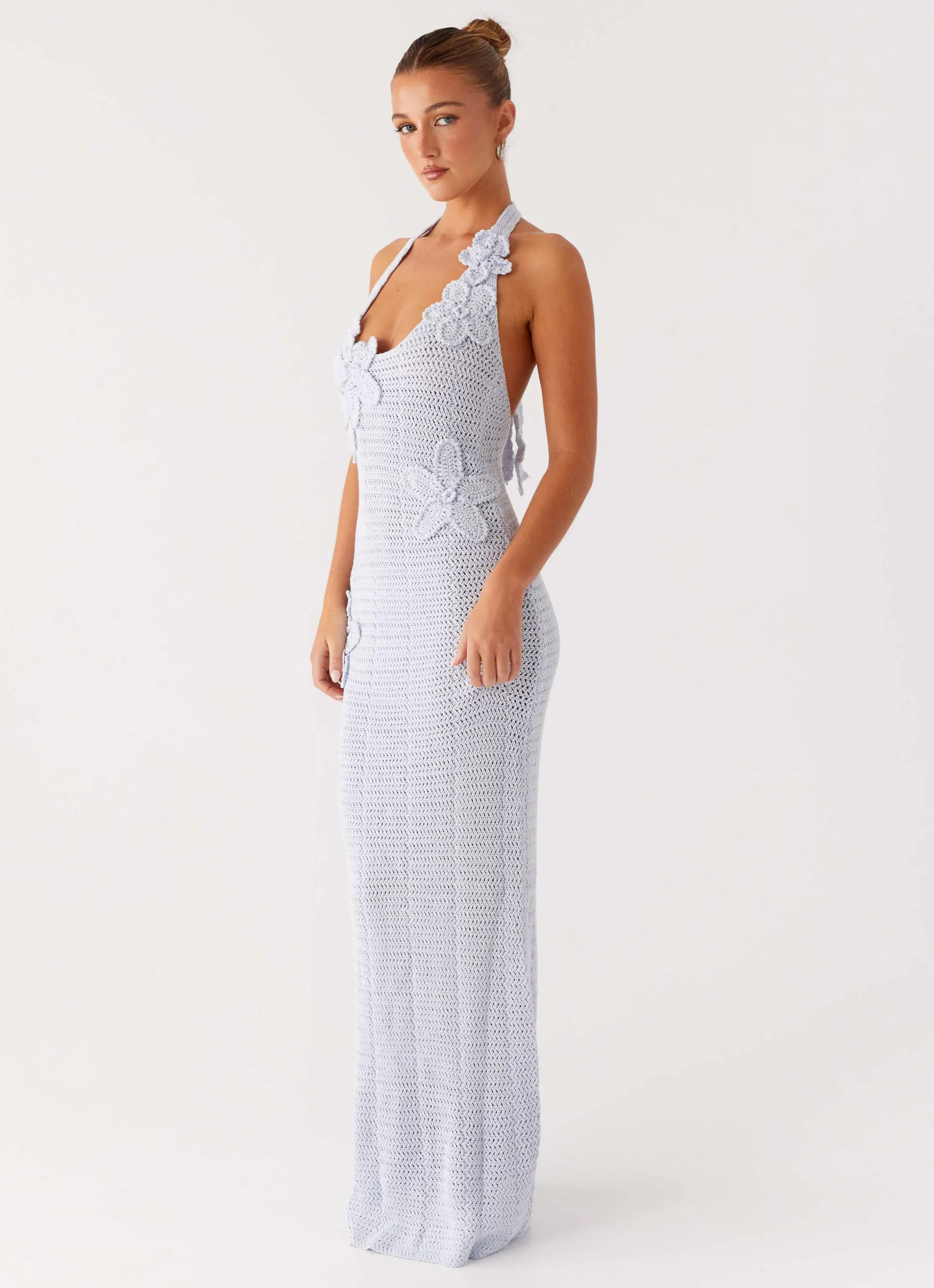 Timeless fitted silhouette Novalee Flower Crochet Maxi Dress - Blue