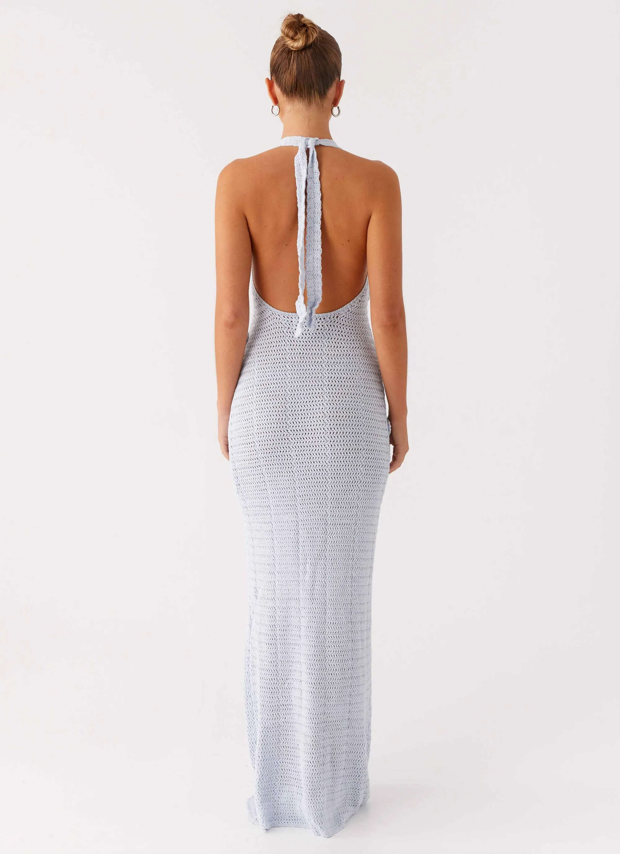 Novalee Flower Crochet Maxi Dress - Blue Refined Mood Sophisticated Vibe