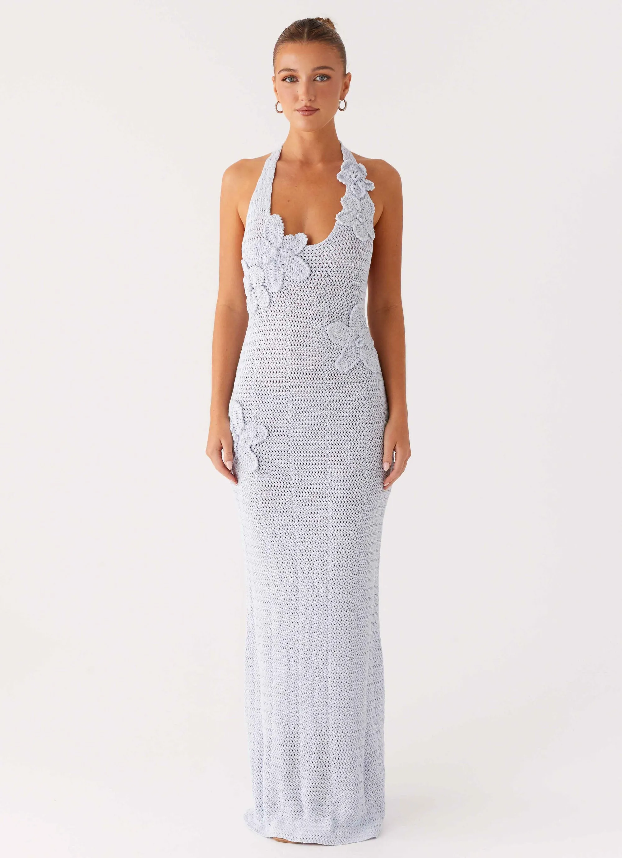 Novalee Flower Crochet Maxi Dress - Blue Versatile Edge