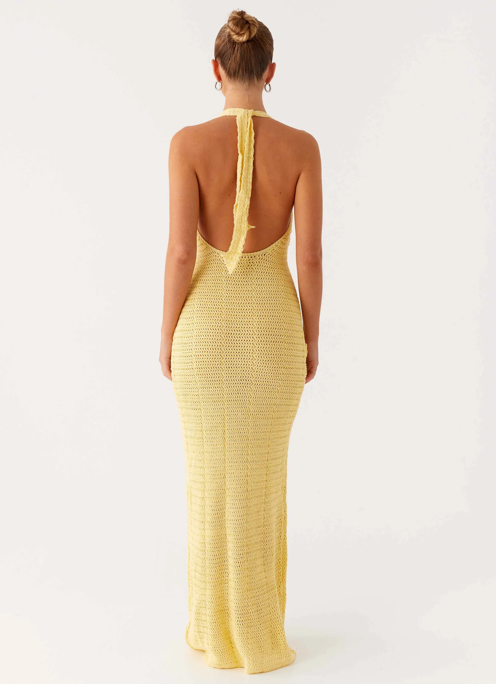 Novalee Flower Crochet Maxi Dress - Yellow Sharp Profile