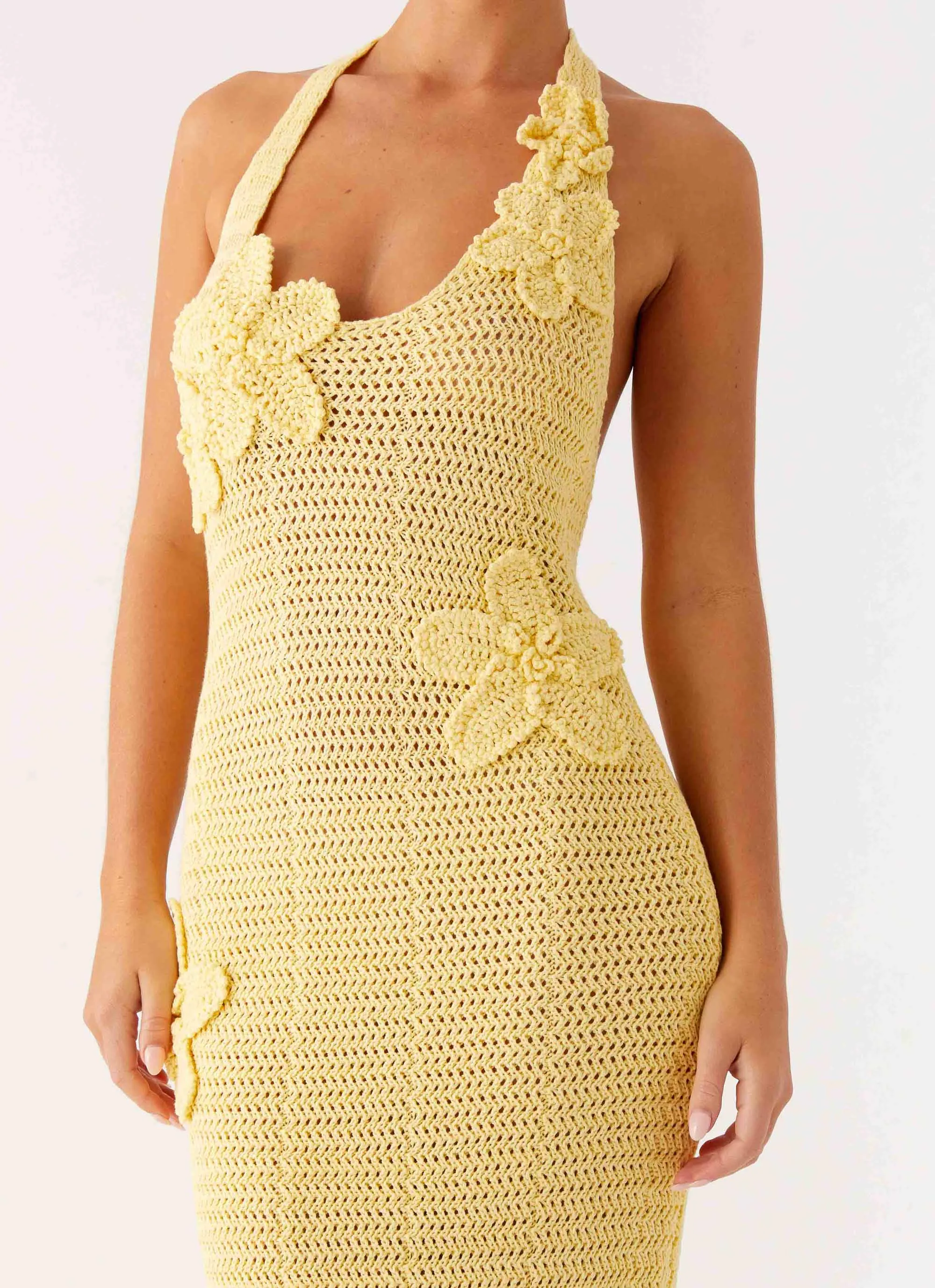 Novalee Flower Crochet Maxi Dress - Yellow Tall Girl