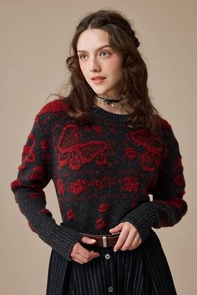 Nutcracker 24 |100% Wool Floral Jumper Sweater Warm Hoodie