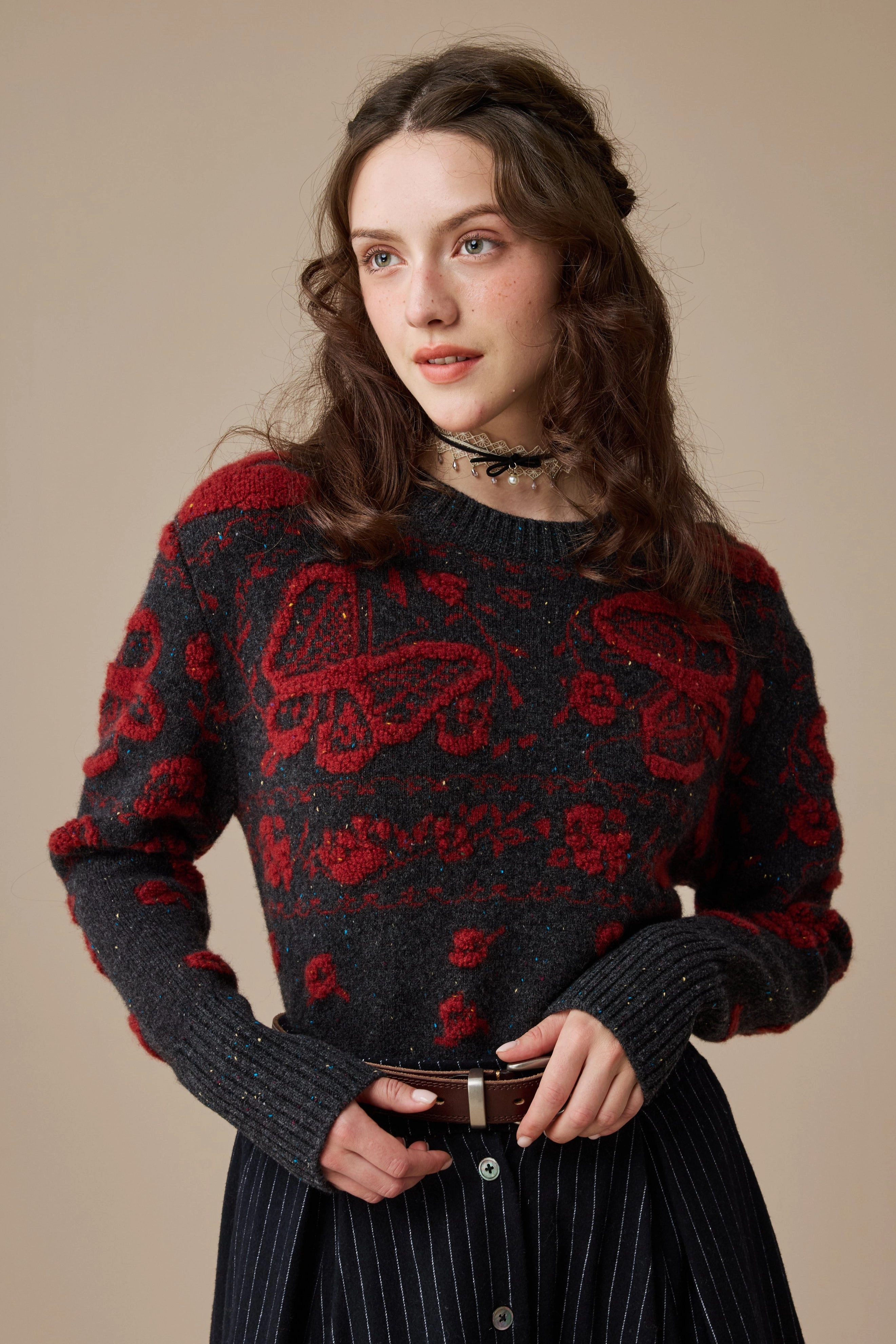 Nutcracker 24 |100% Wool Floral Jumper Sweater Warm Hoodie