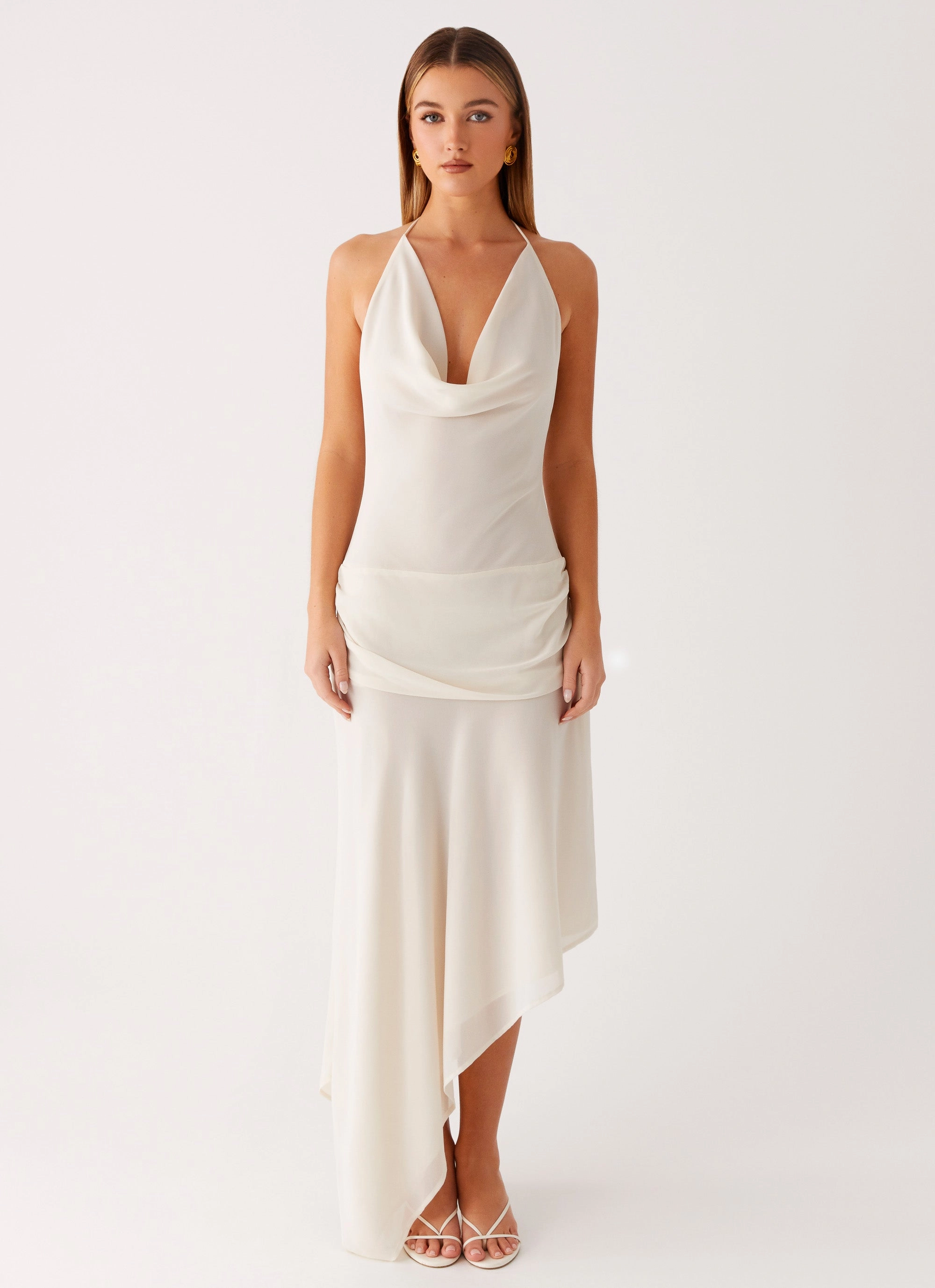 loose silhouette Cozy Design Nyra Midi Dress - Cream