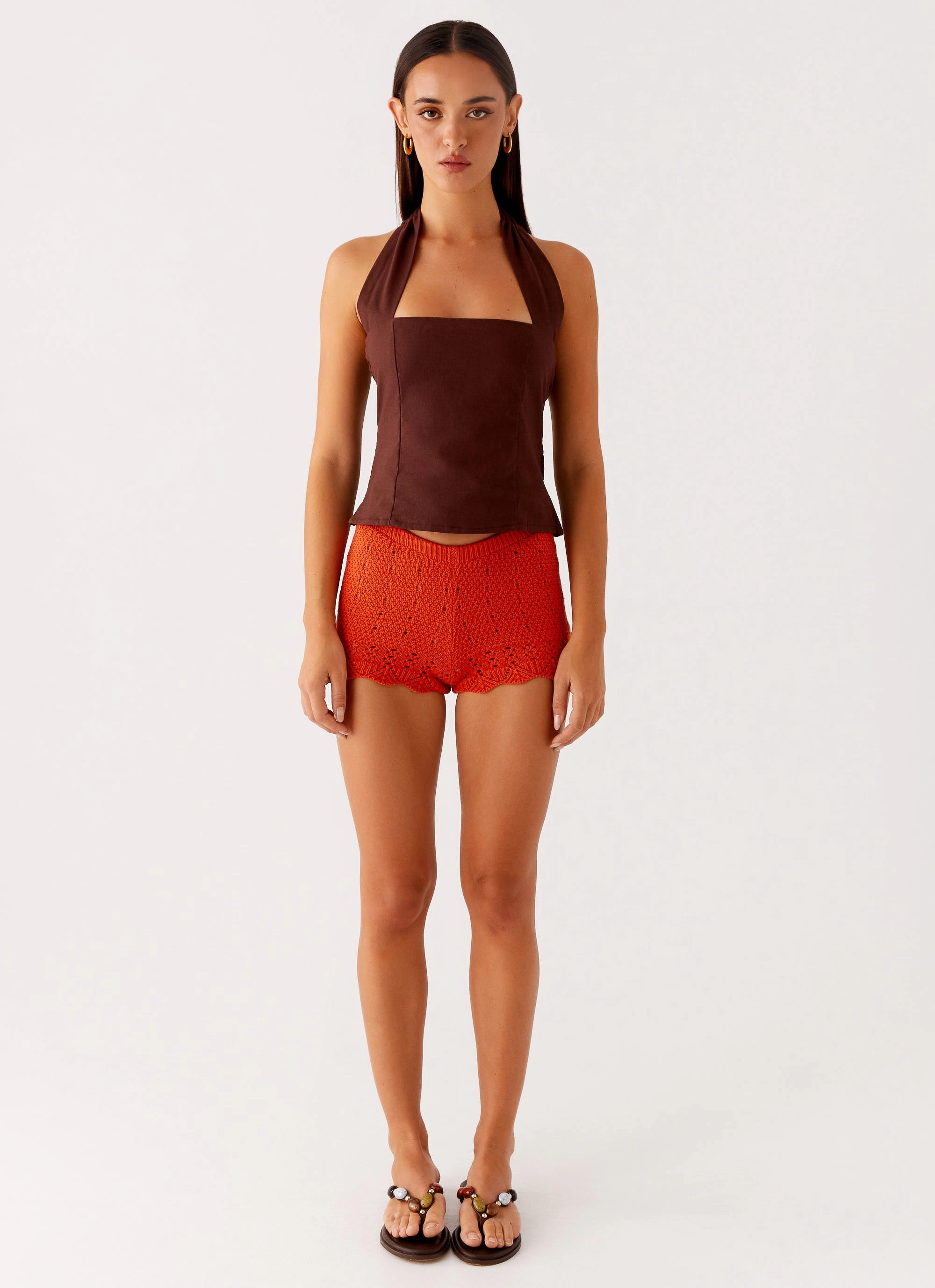 Oakley Low Rise Mini Shorts - Orange Adaptable Design Elastic Free Cuffs