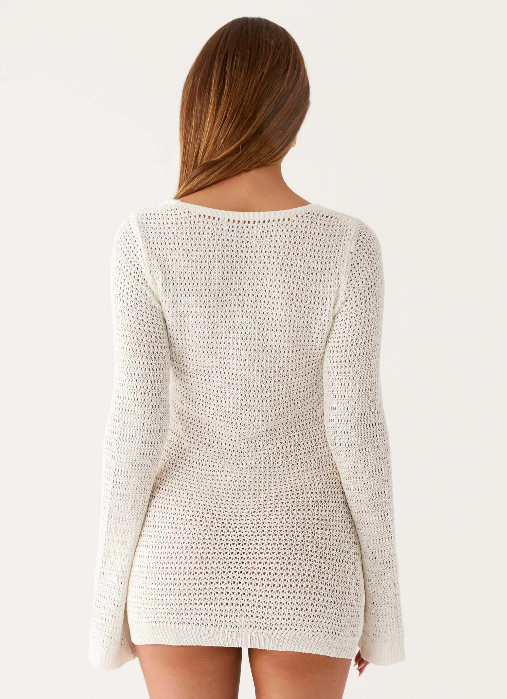 Daywear Mood soft look Ocean Drift Long Sleeve Mini Dress - Ivory