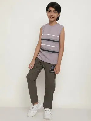 Octave Boys Striped Sleeveless Cotton T-Shirt
